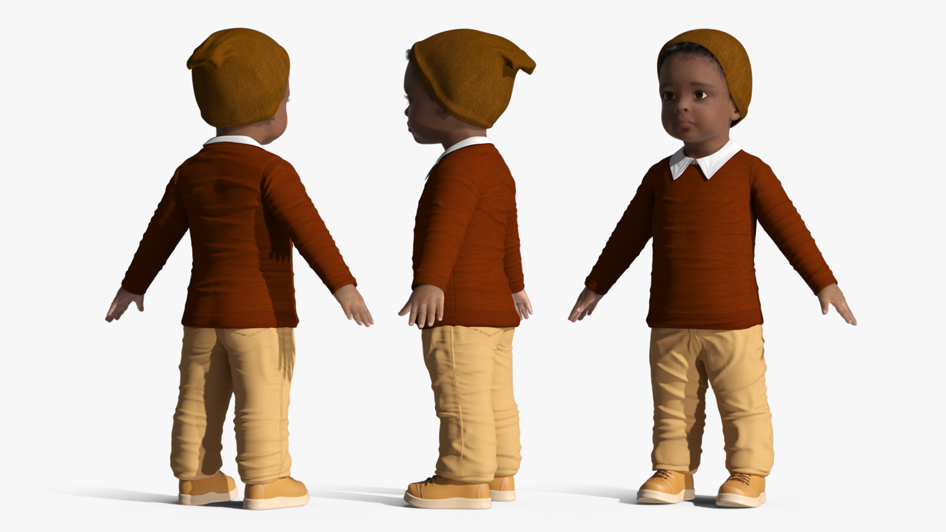 Black Baby Boy Light Skinned Outdoor Style A-Pose 3D model