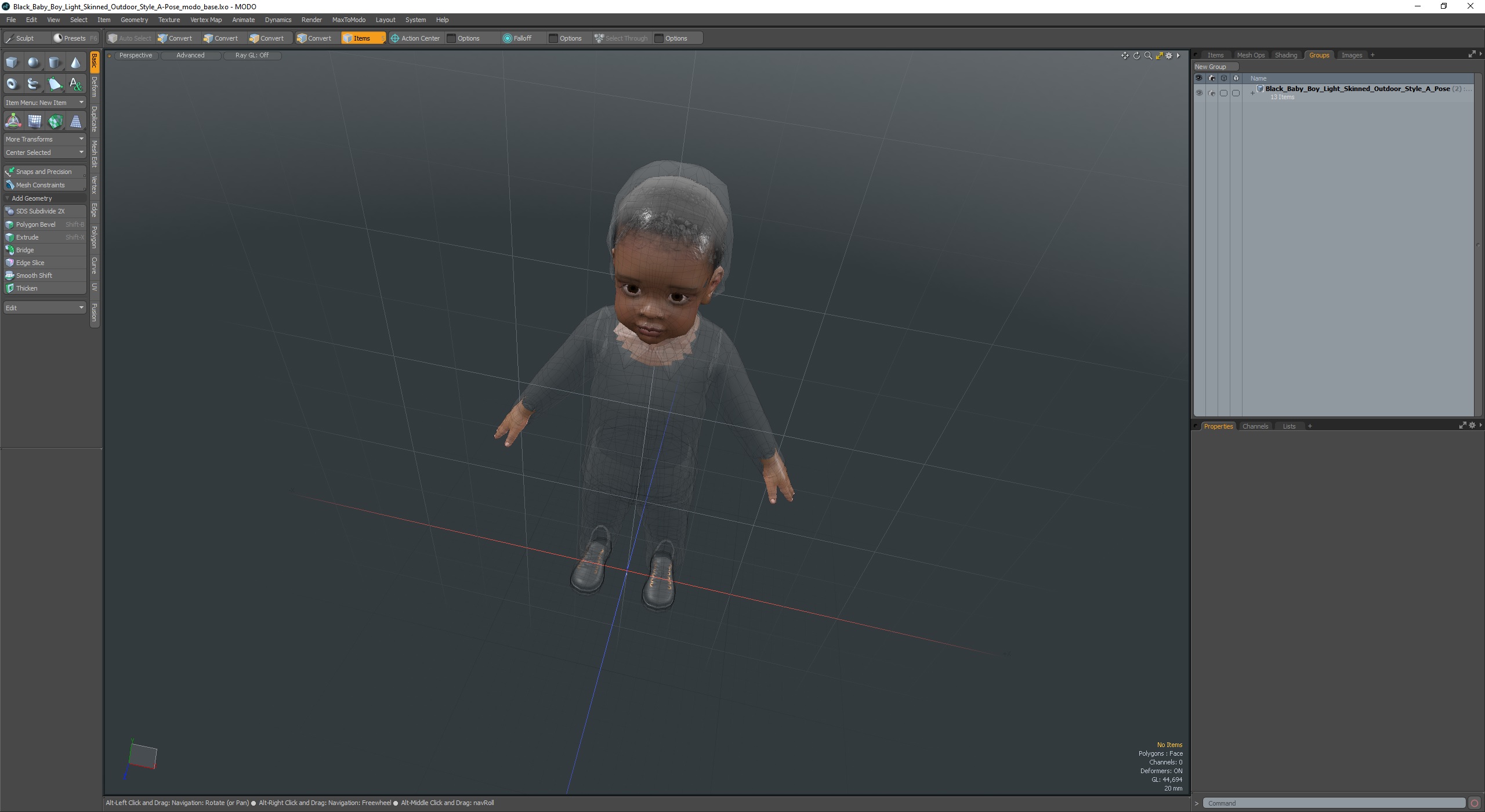 Black Baby Boy Light Skinned Outdoor Style A-Pose 3D model