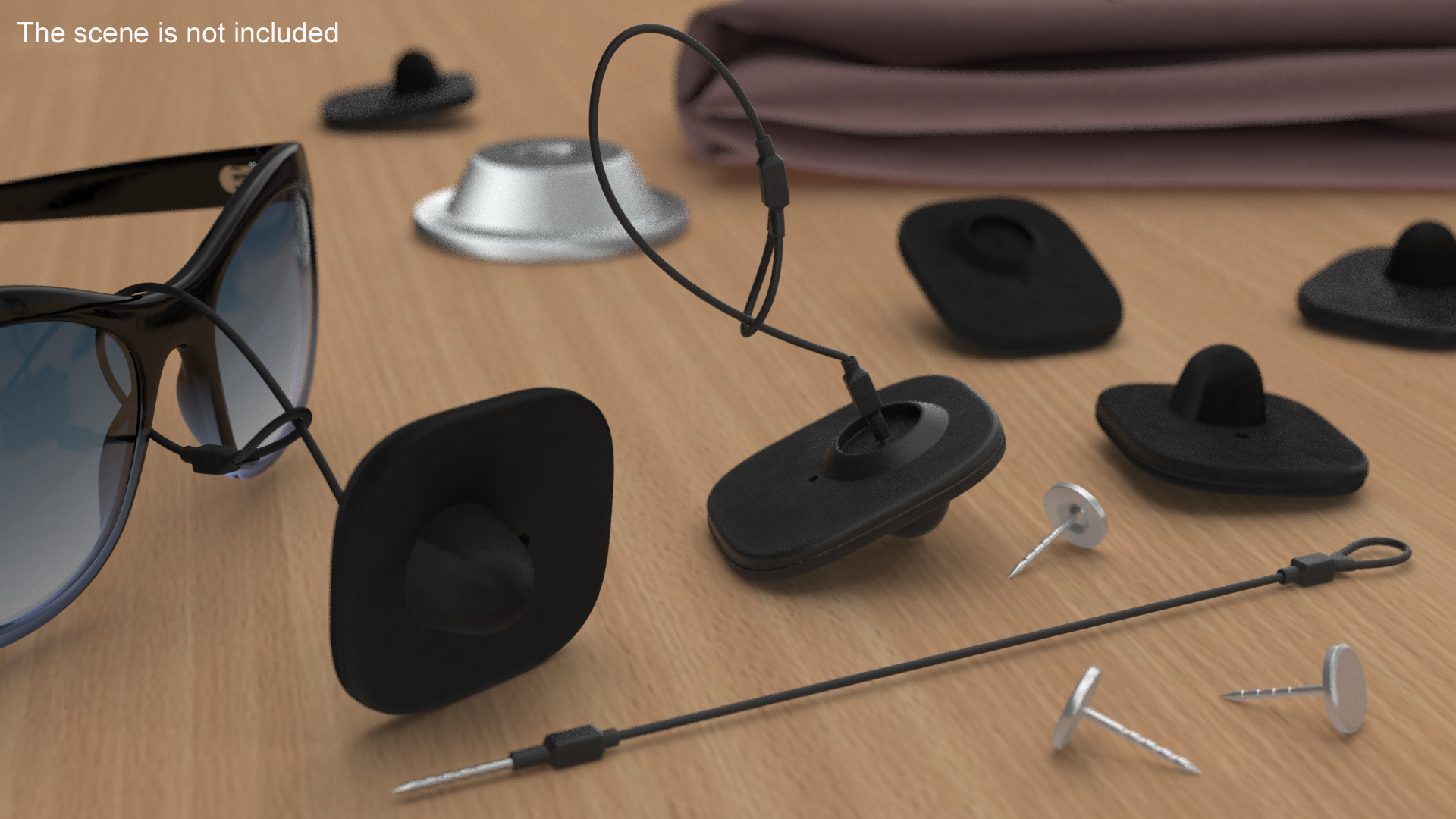 Clothing Security Tag With Cable 3D