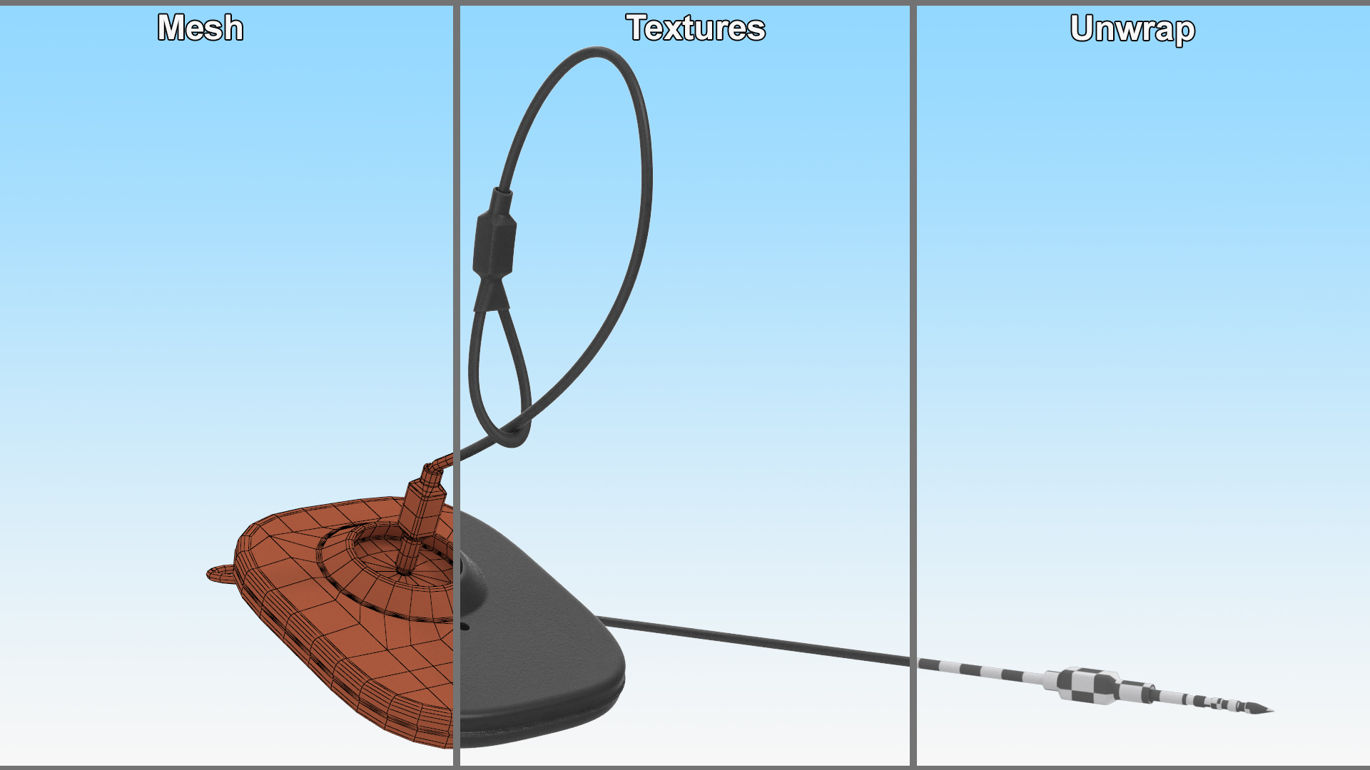Clothing Security Tag With Cable 3D