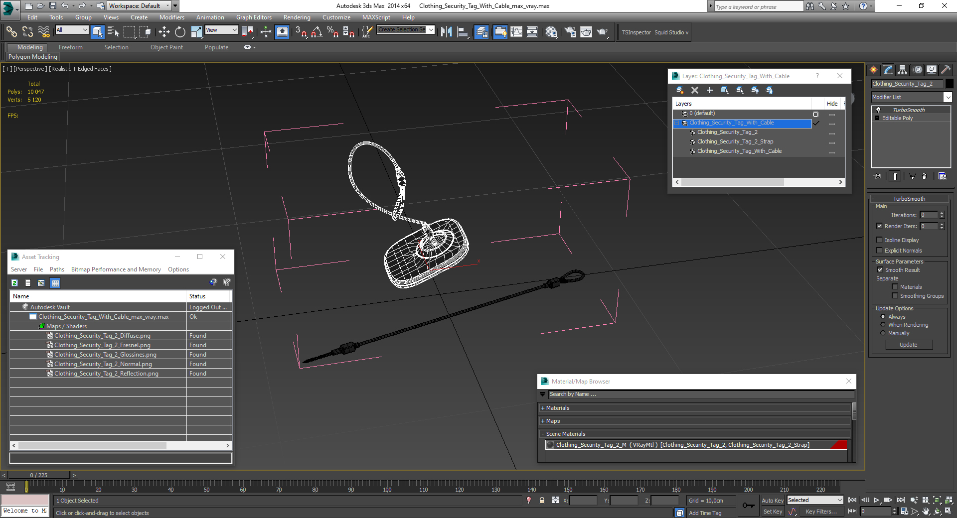 Clothing Security Tag With Cable 3D