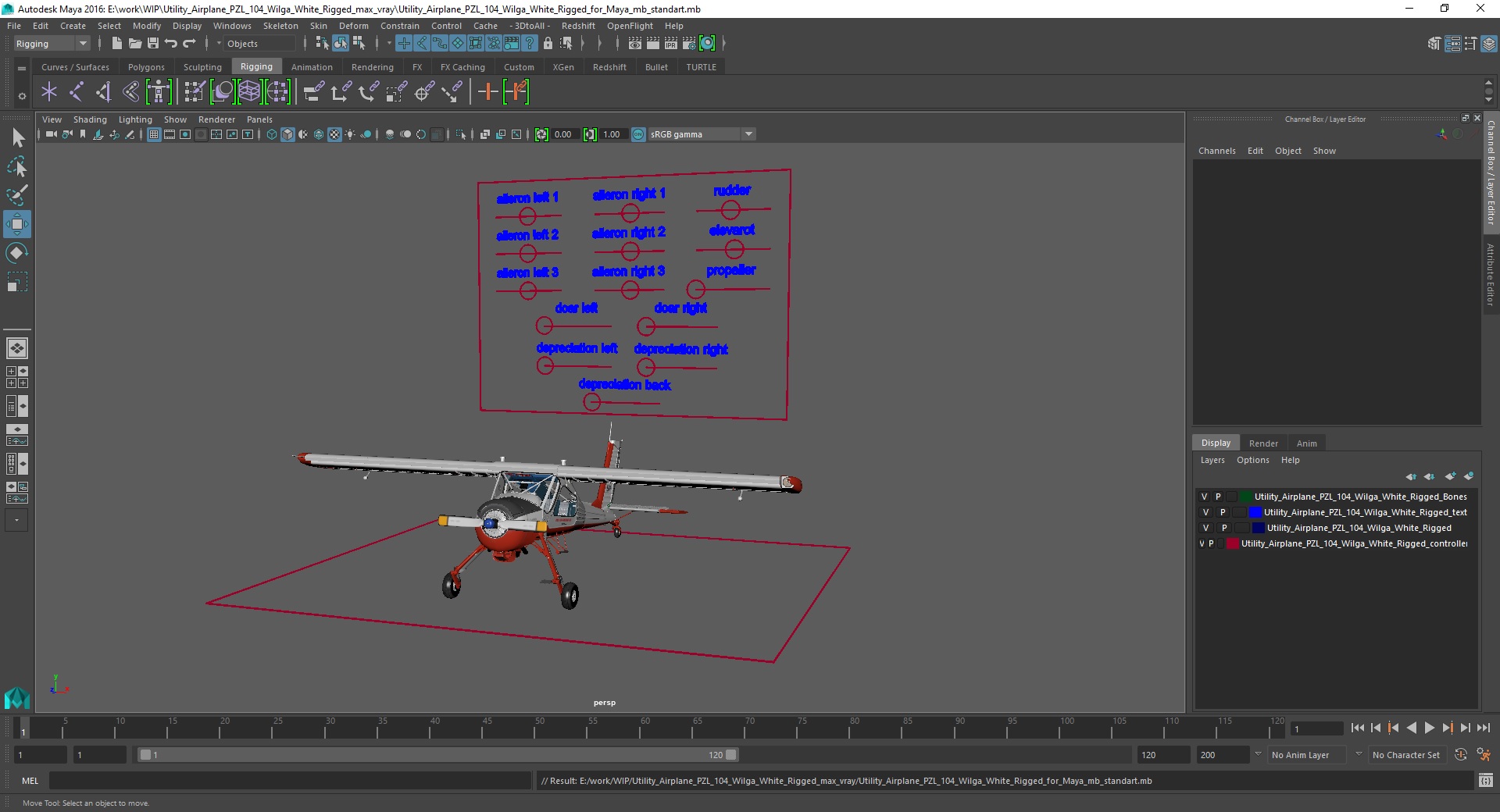 Utility Airplane PZL 104 Wilga White Rigged for Maya 3D