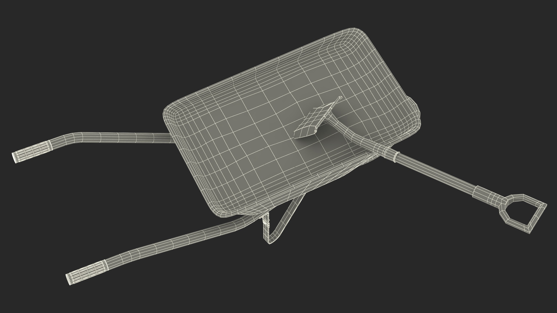 3D Construction Wheelbarrow Full of Cement with Shovel