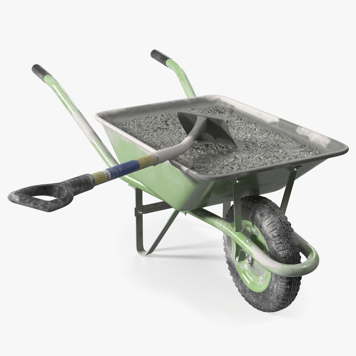 Construction Wheelbarrow Full of Cement with Shovel, view 3