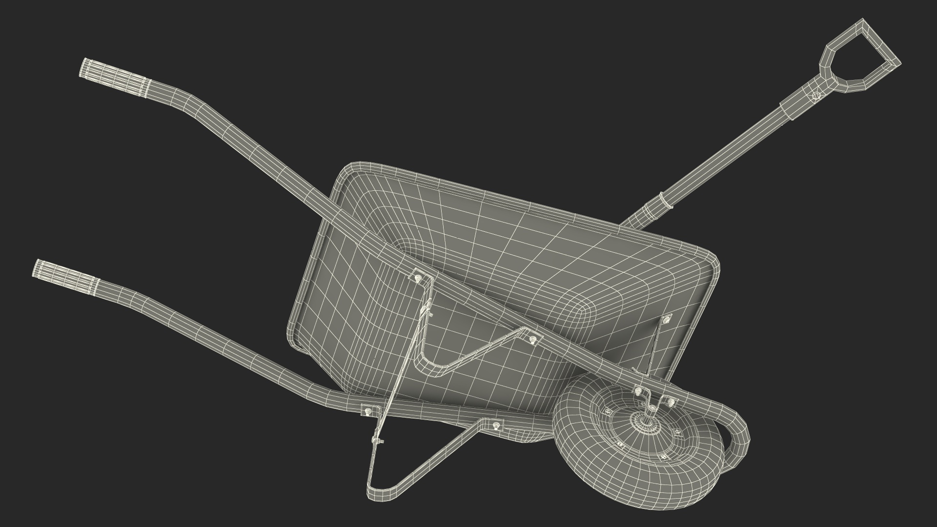 3D Construction Wheelbarrow Full of Cement with Shovel