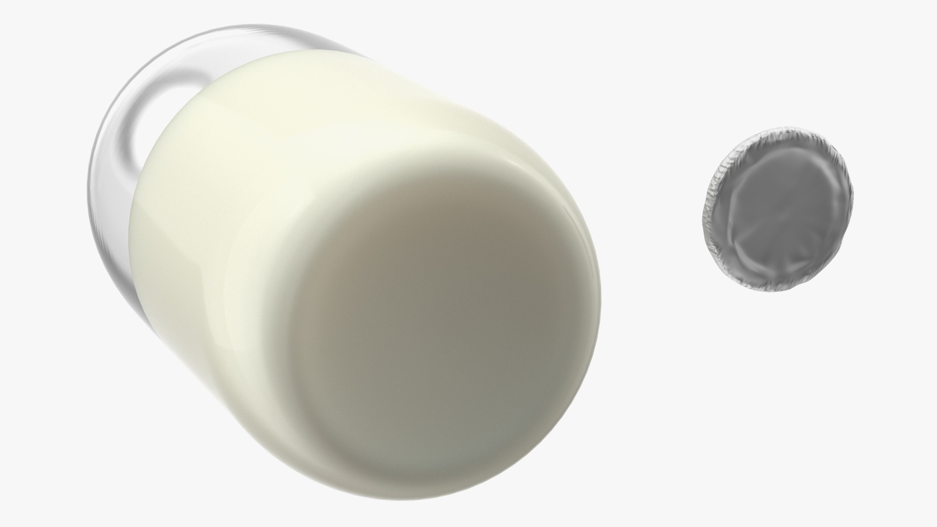3D Opened Bottle of Whole Milk with Foil Cap