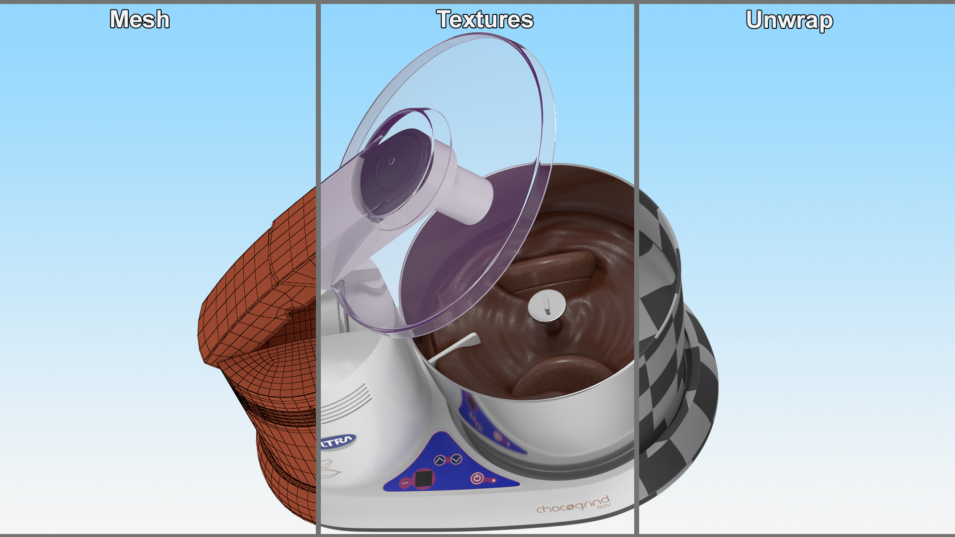 Melangeur Elgi Ultra Chocogrind 110V Violett with Chocolate 3D model