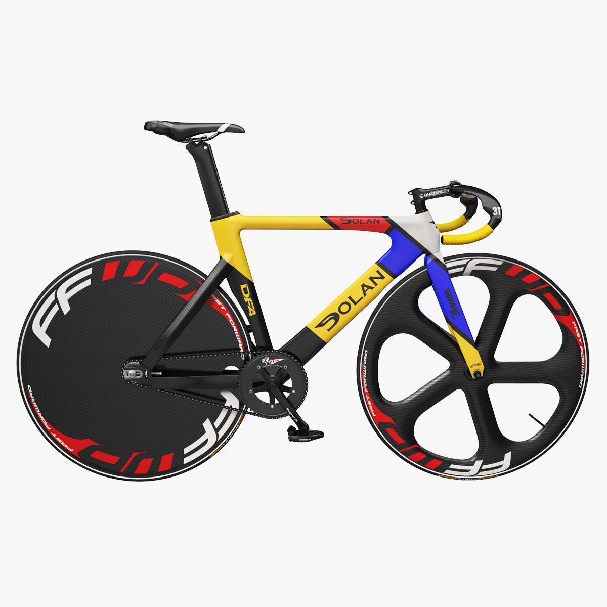 Dolan DF4 Carbon Track Bike Colored Rigged 3D