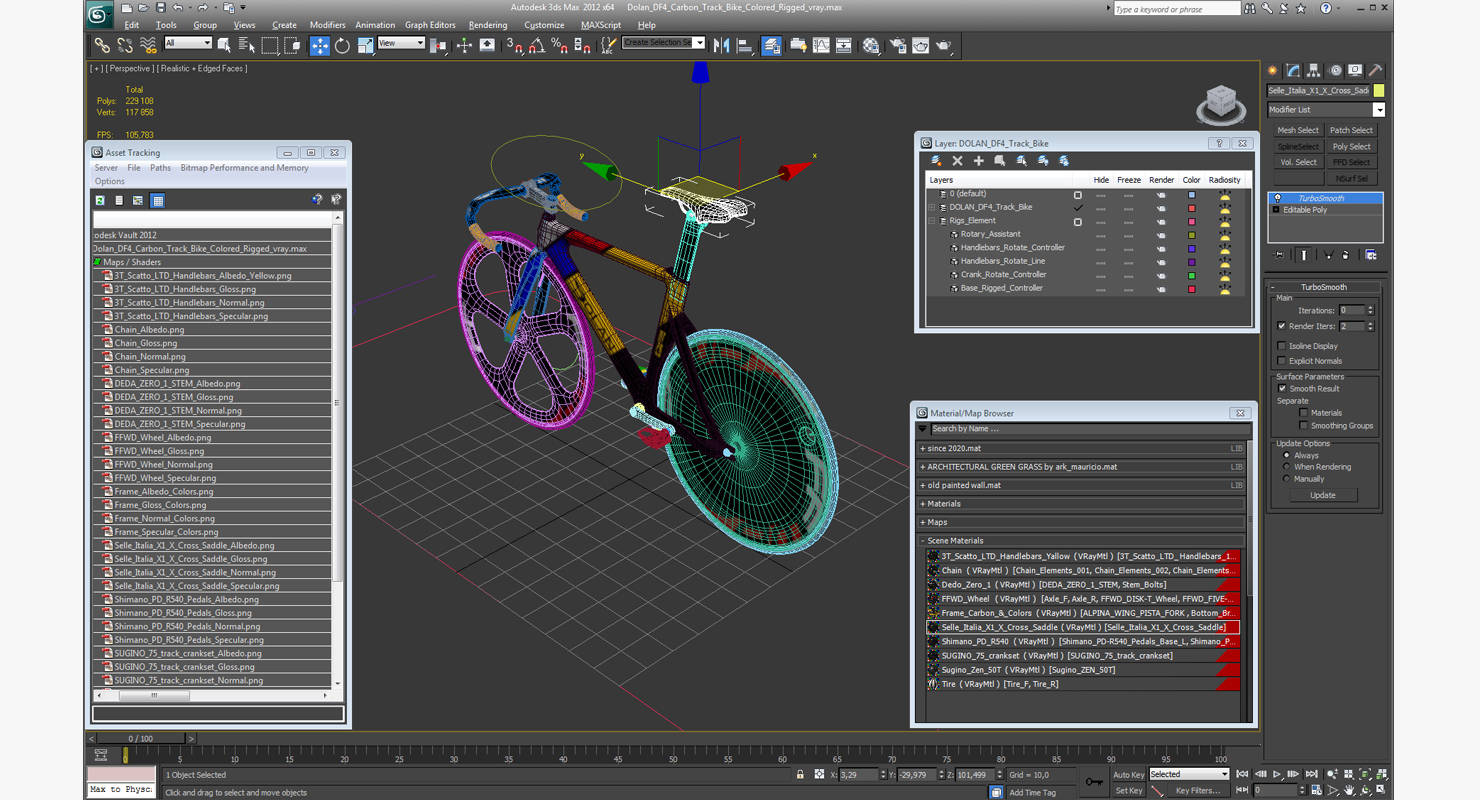 Dolan DF4 Carbon Track Bike Colored Rigged 3D
