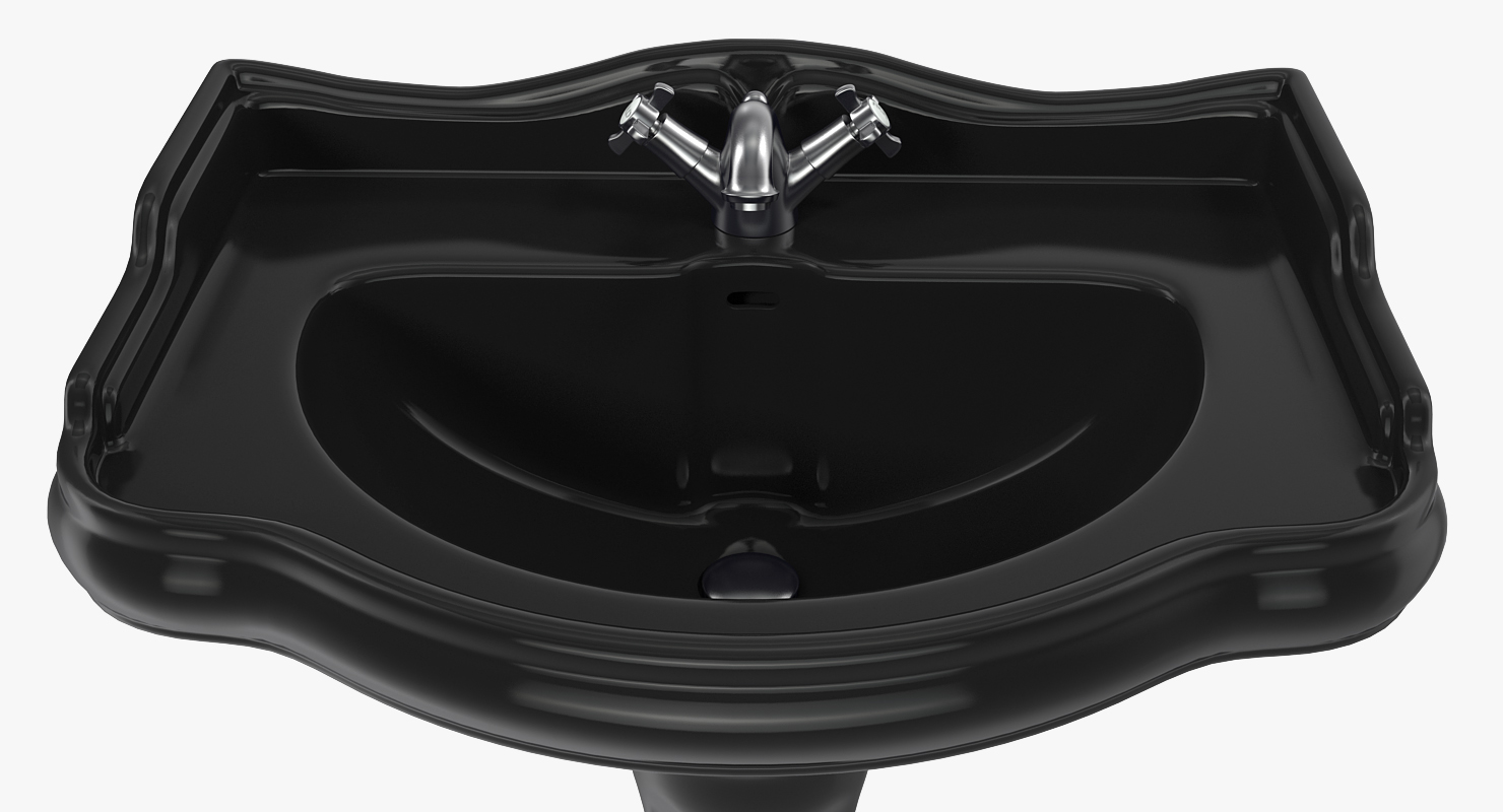 3D Classic Pedestal Bathroom Sink Black