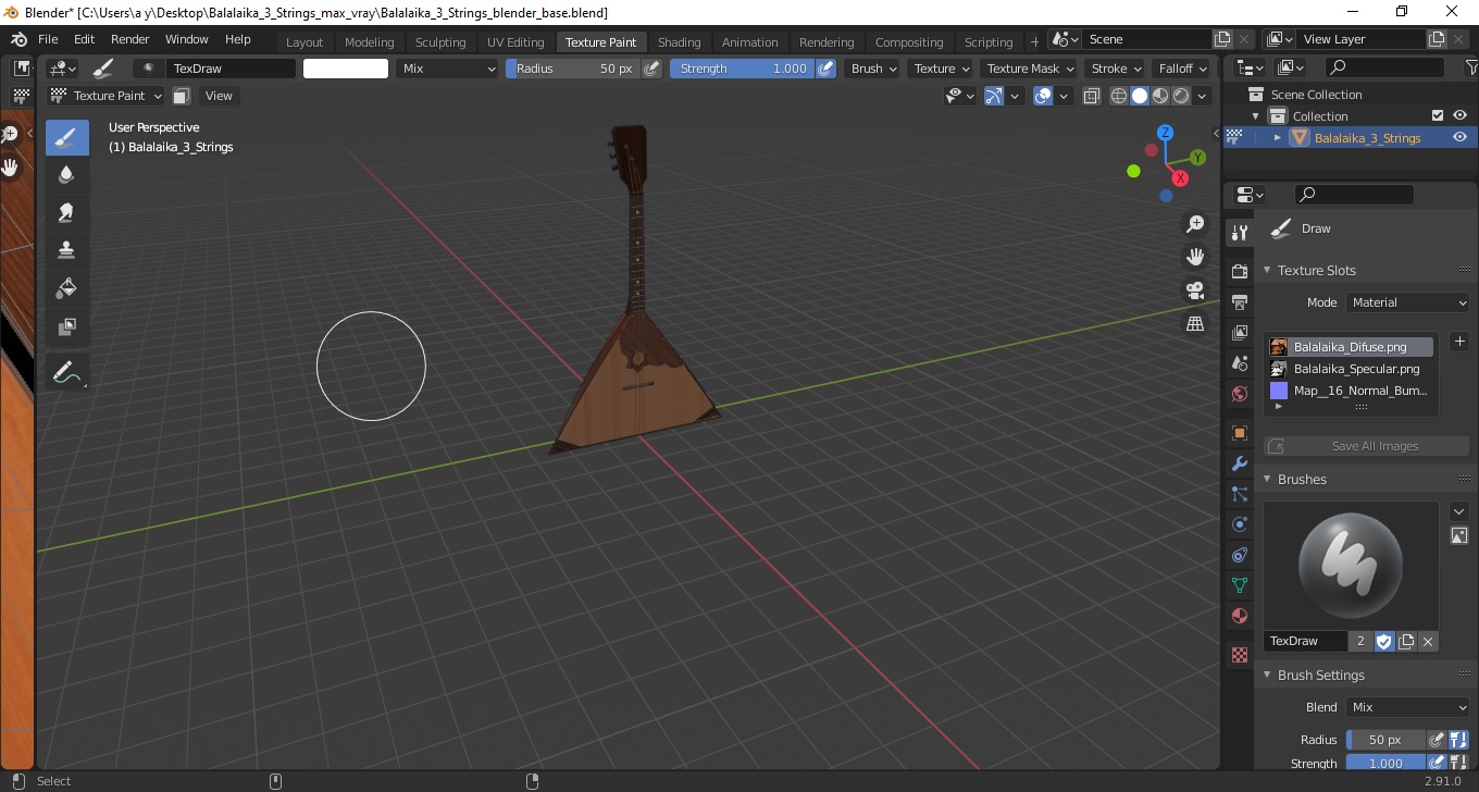 Balalaika 3 Strings 3D model