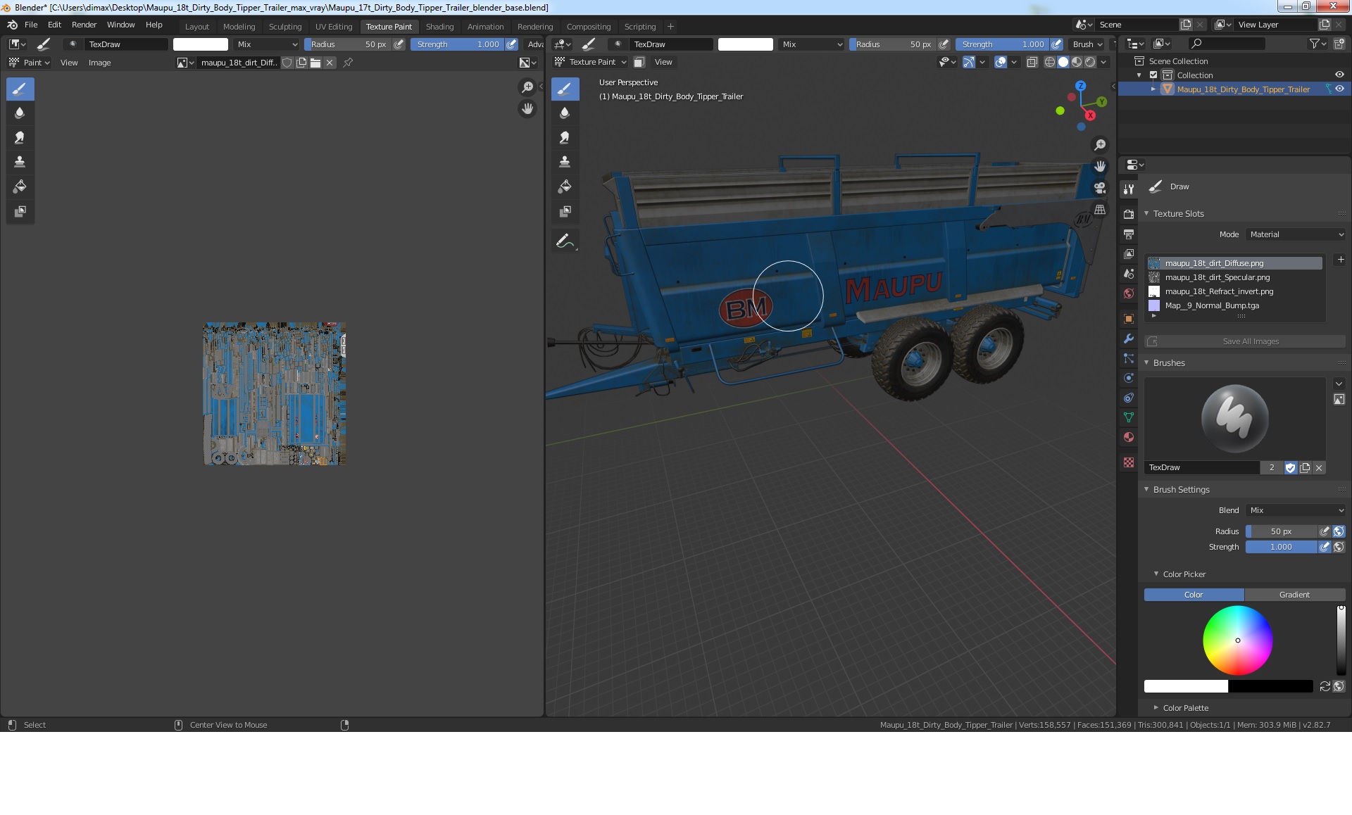 3D model Maupu 18t Dirty Body Tipper Trailer