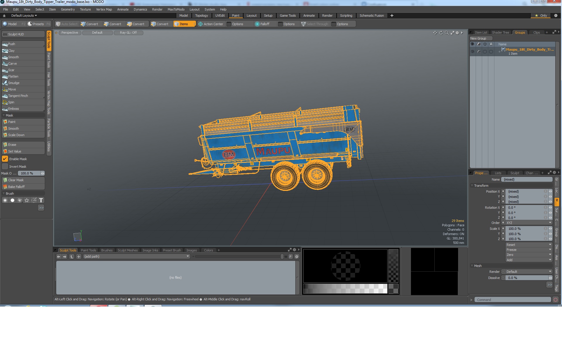 3D model Maupu 18t Dirty Body Tipper Trailer