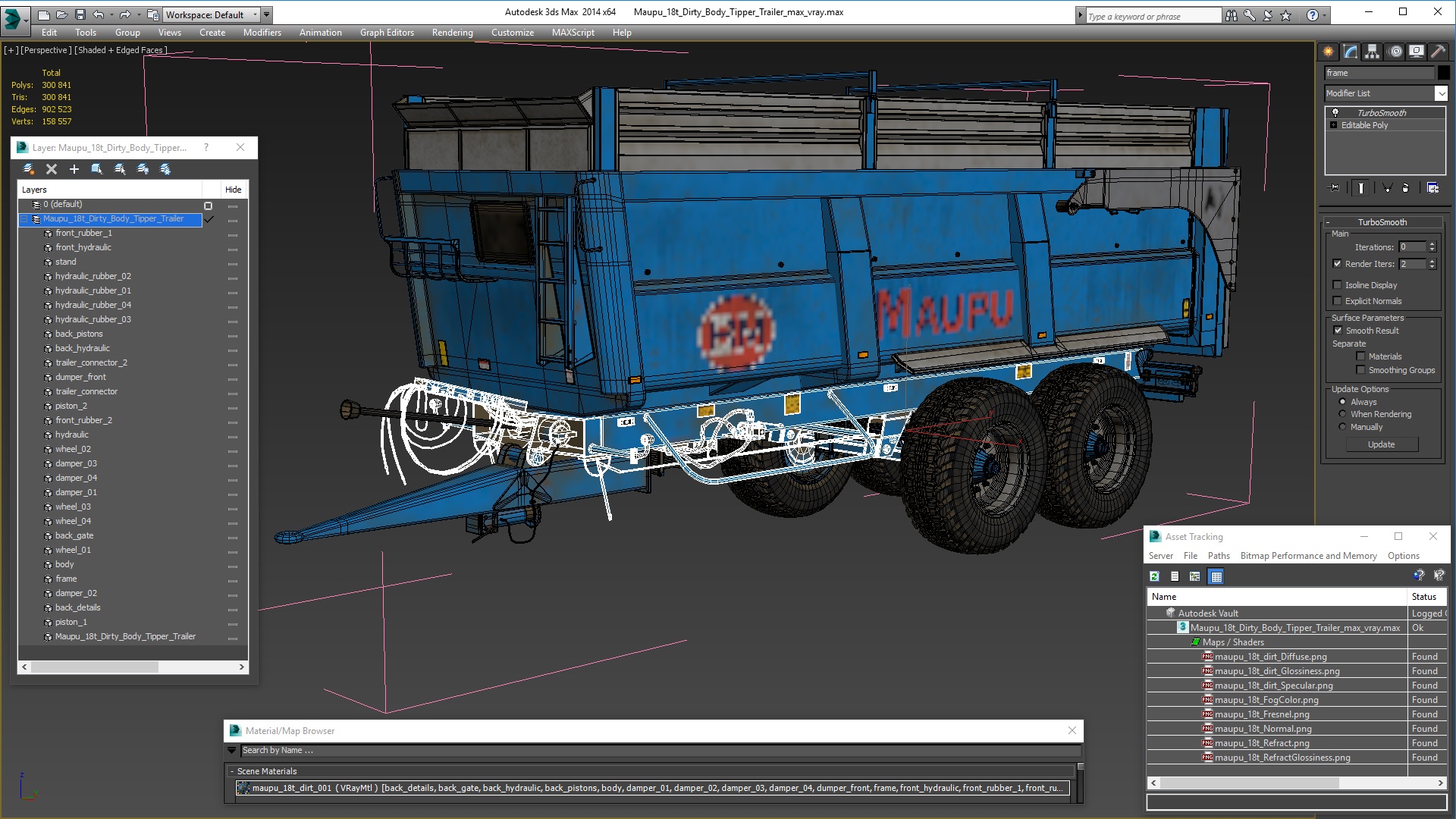 3D model Maupu 18t Dirty Body Tipper Trailer