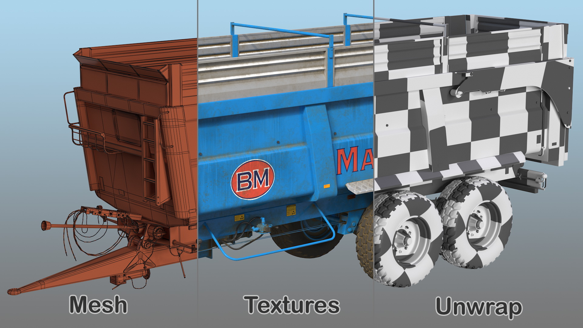3D model Maupu 18t Dirty Body Tipper Trailer