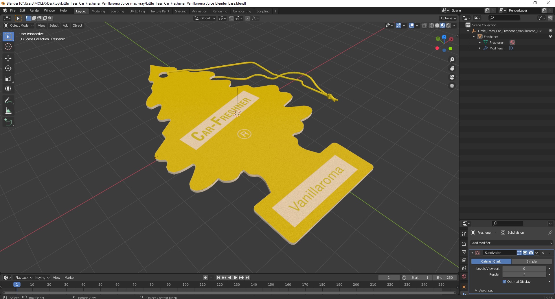 Little Trees Car Freshener Vanillaroma Juice 3D model