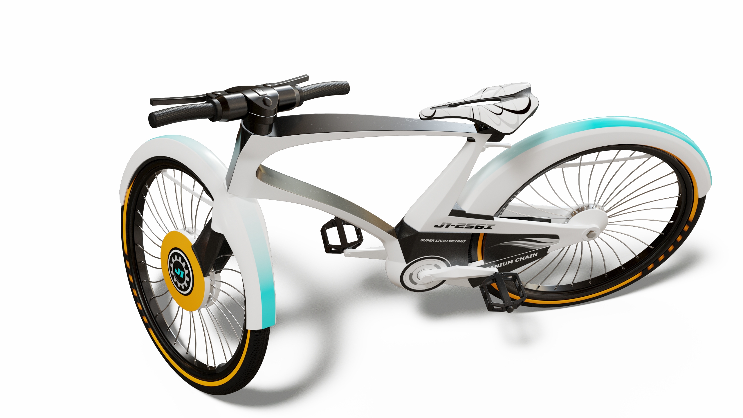 Futuristic Urban Bicycle White Rigged 3D