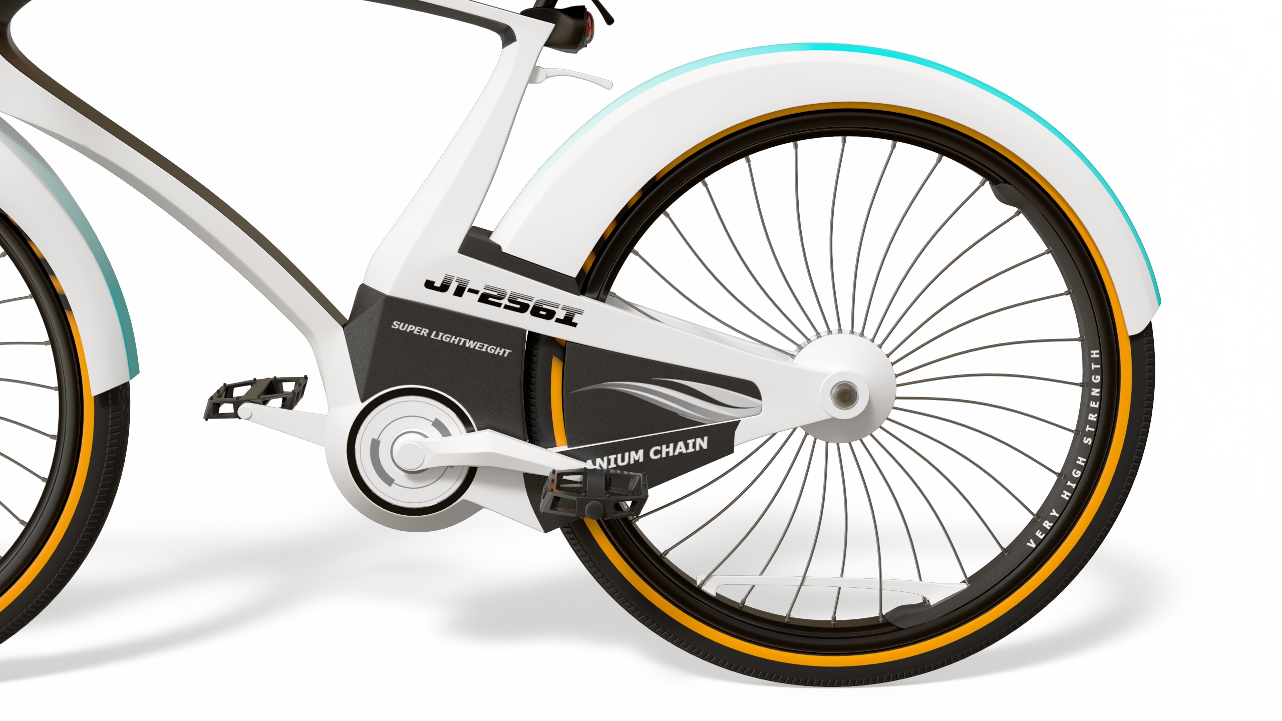 Futuristic Urban Bicycle White Rigged 3D