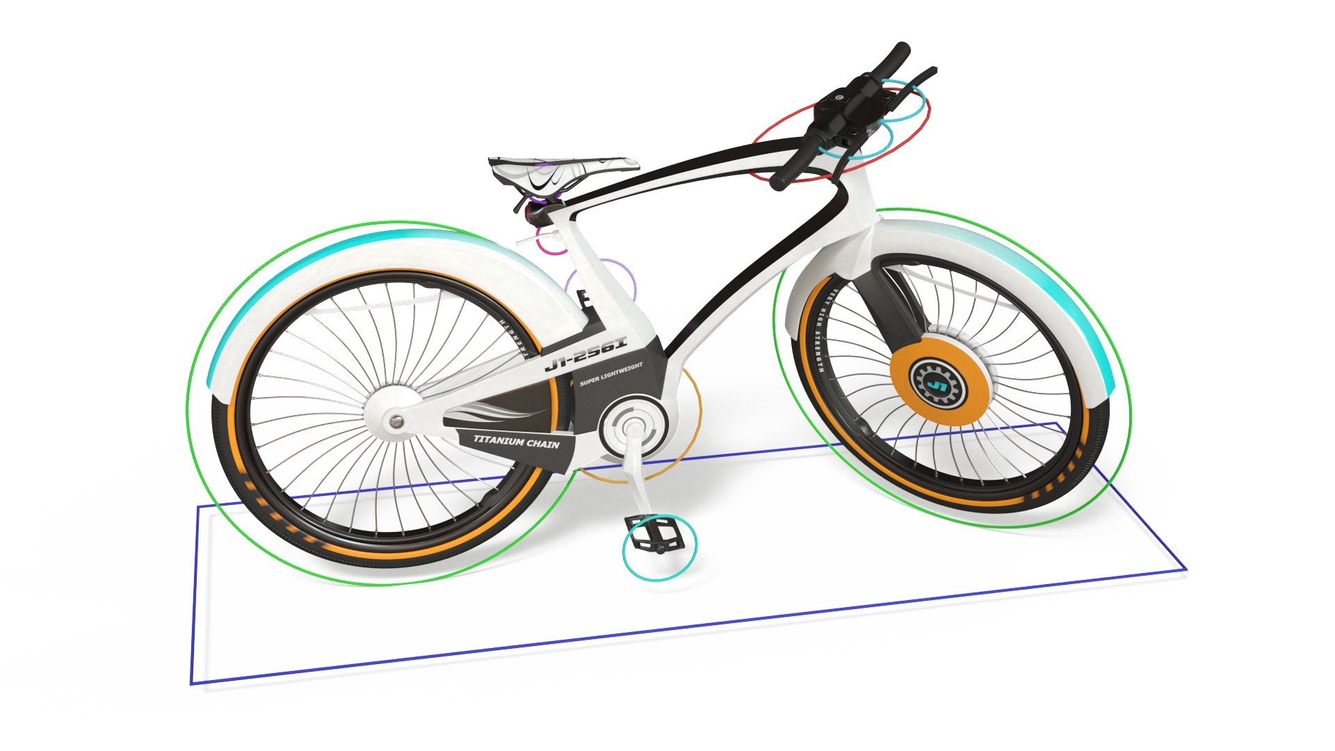 Futuristic Urban Bicycle White Rigged 3D