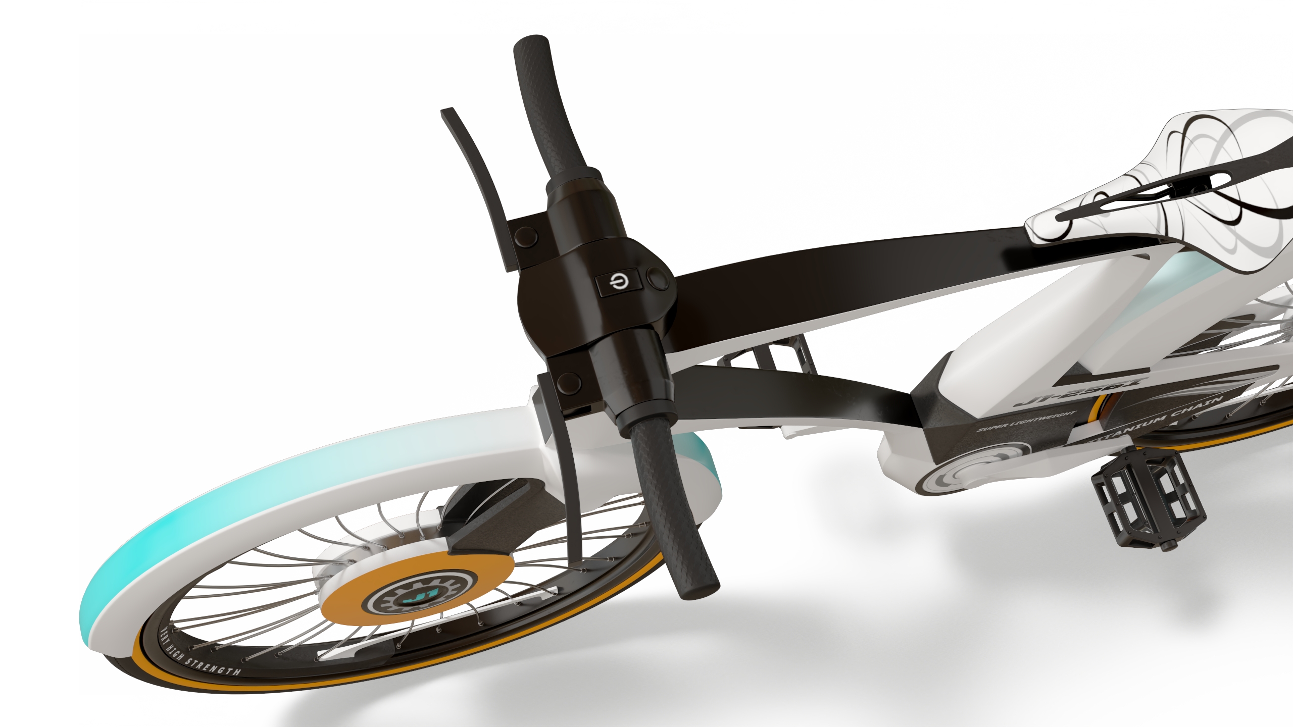 Futuristic Urban Bicycle White Rigged 3D
