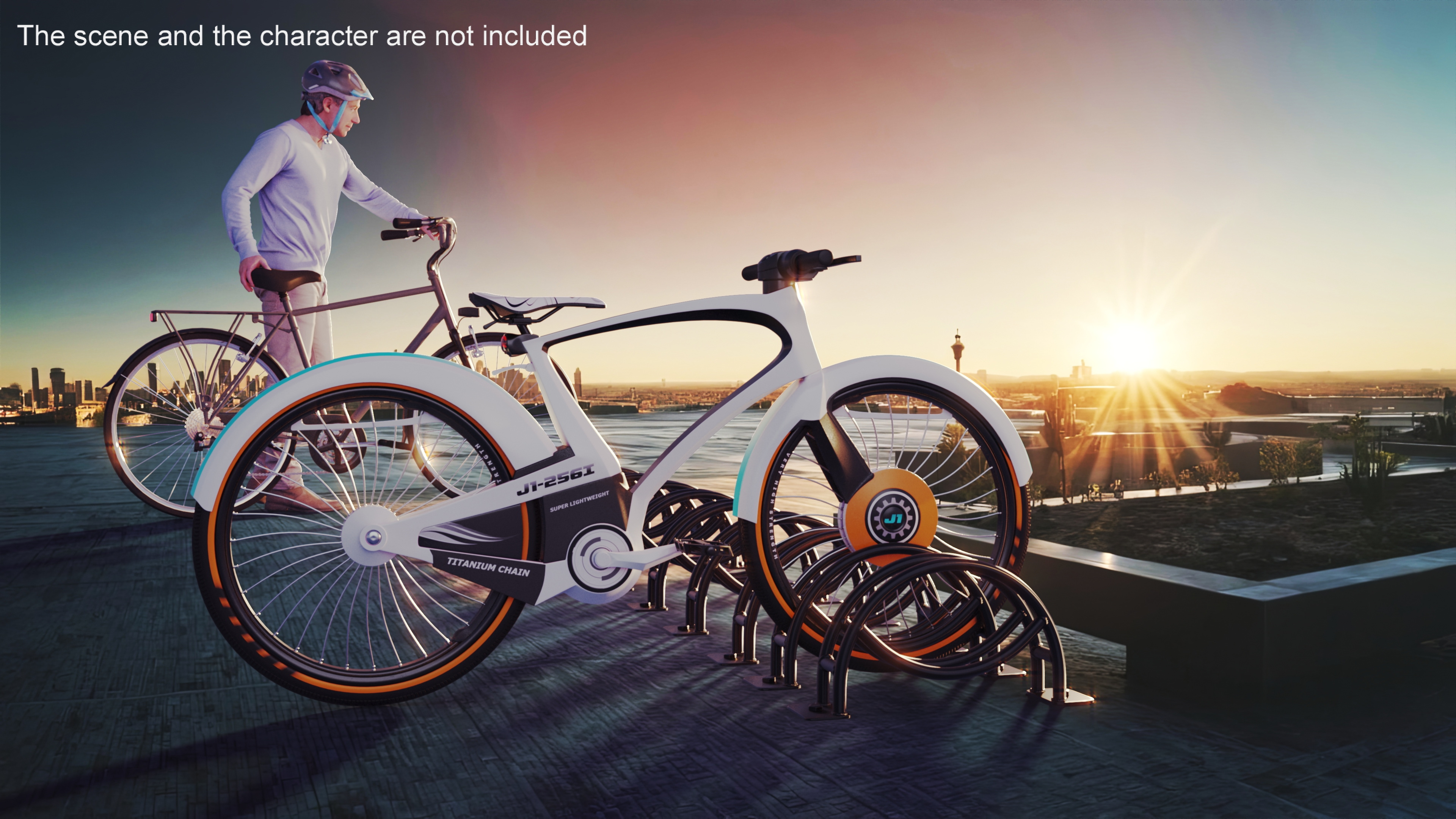 Futuristic Urban Bicycle White Rigged 3D