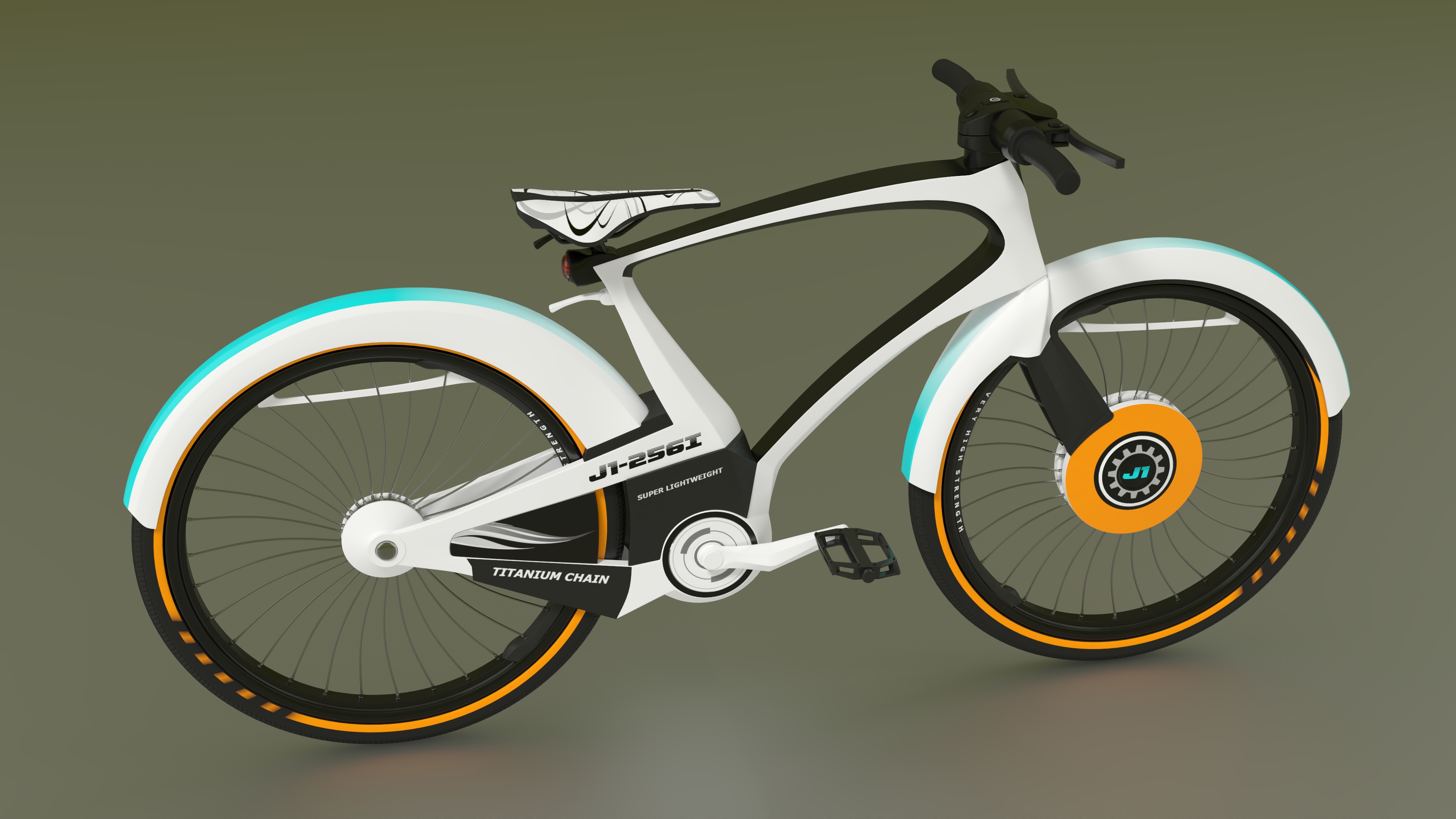 Futuristic Urban Bicycle White Rigged 3D