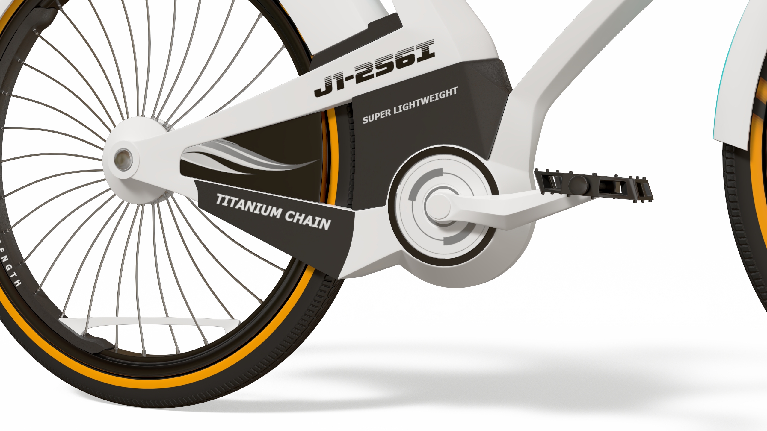 Futuristic Urban Bicycle White Rigged 3D