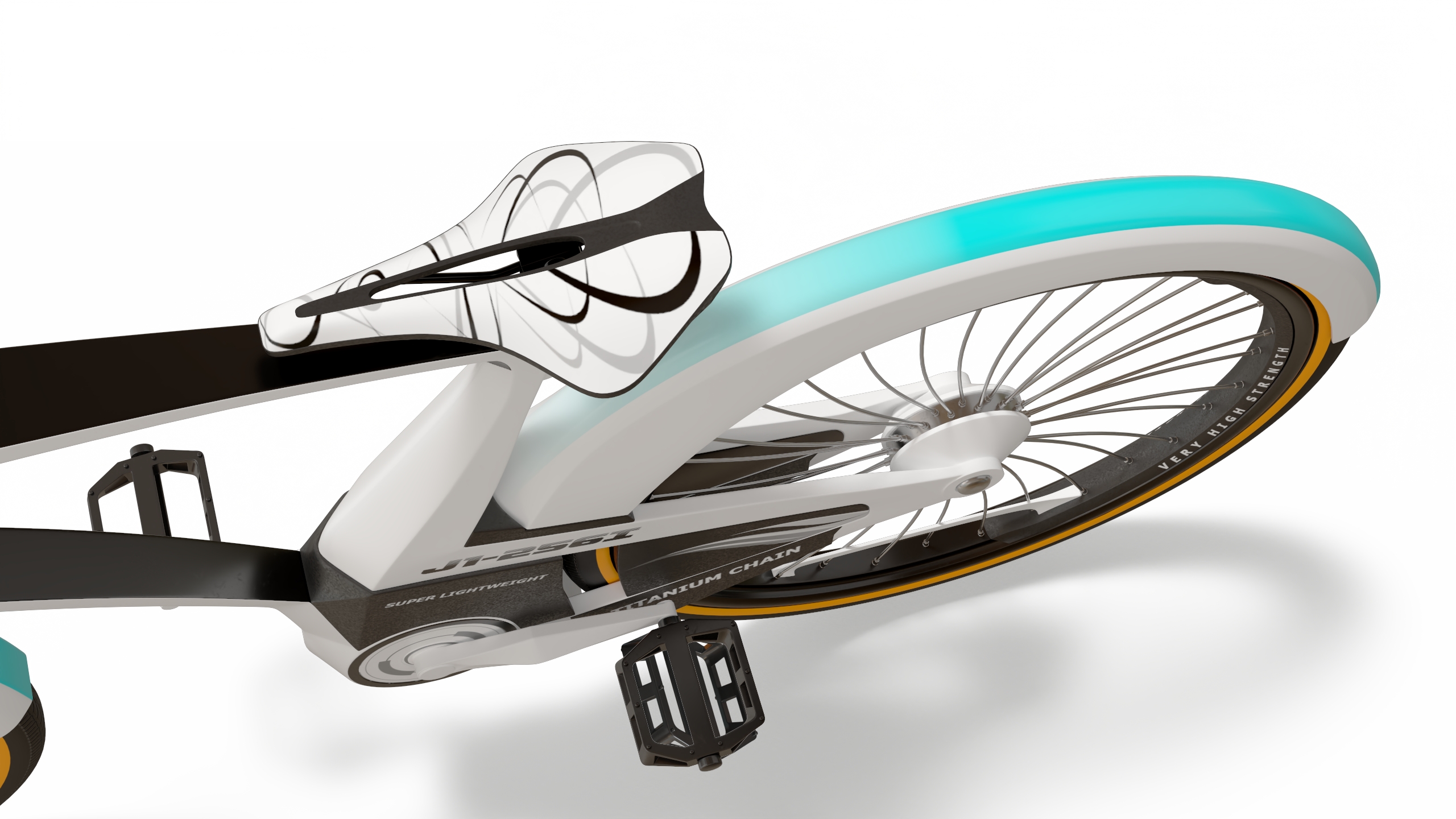 Futuristic Urban Bicycle White Rigged 3D