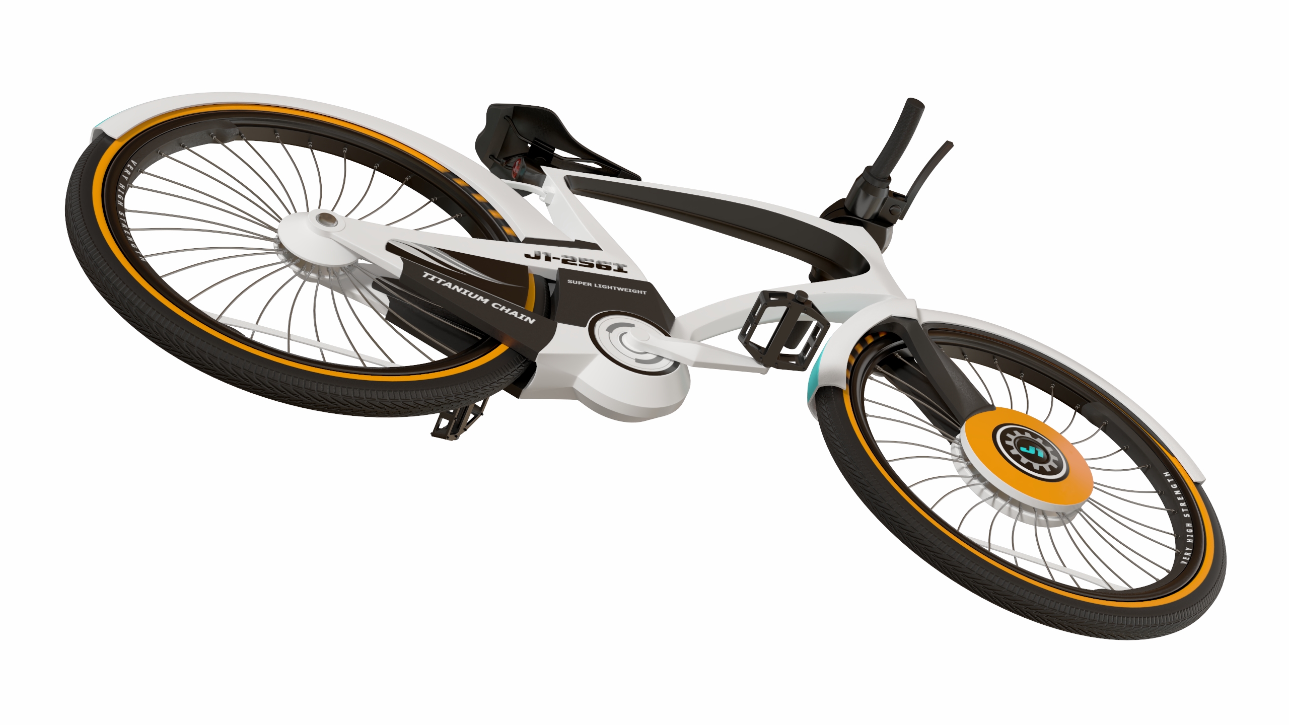 Futuristic Urban Bicycle White Rigged 3D