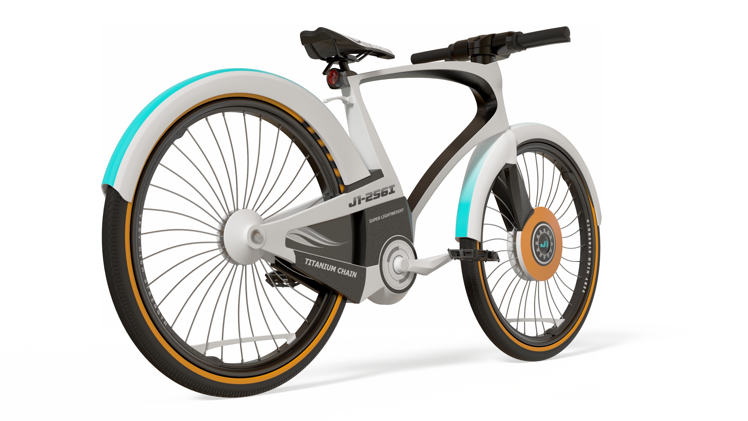 Futuristic Urban Bicycle White Rigged 3D