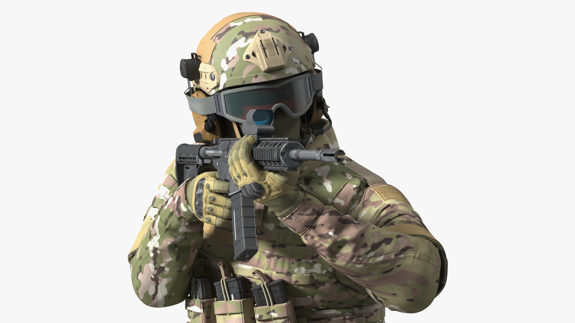 Army Soldier in Green Camo Rigged for Cinema 4D 3D