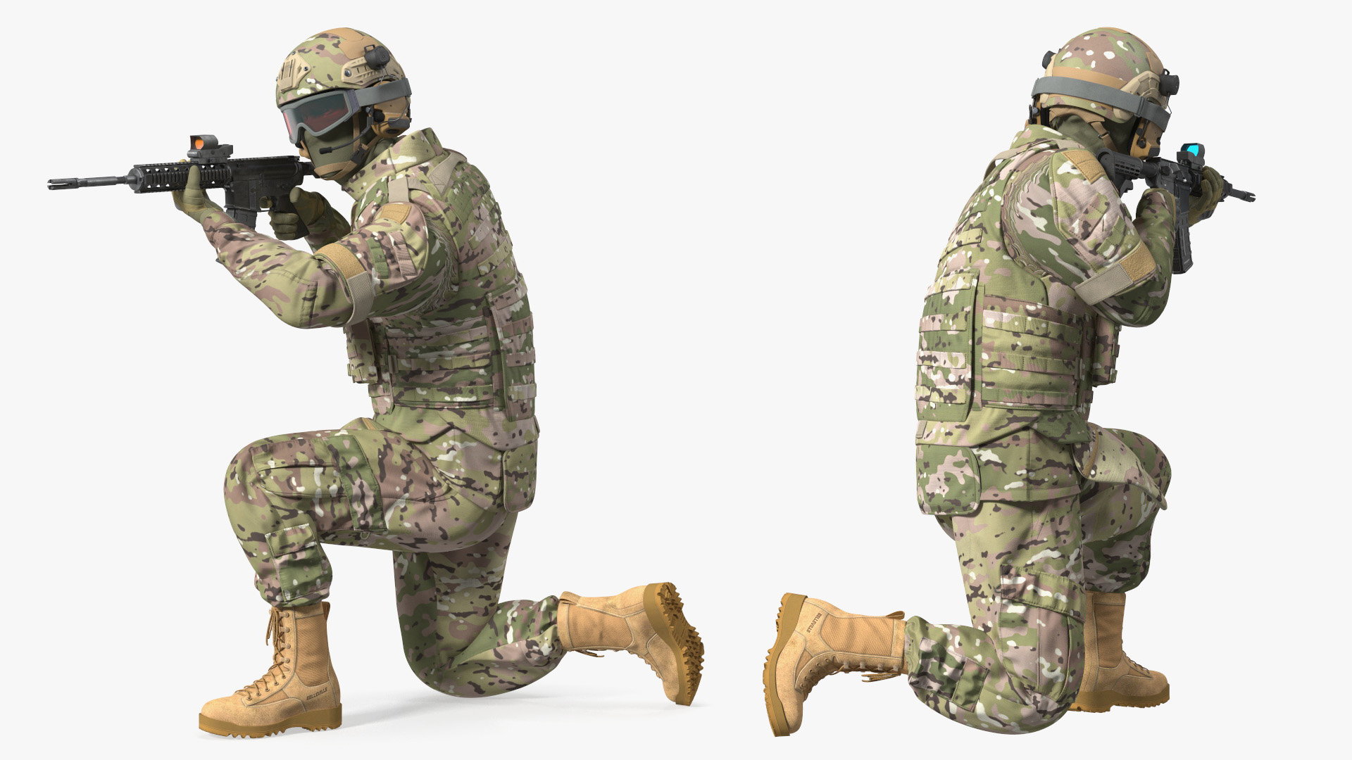 Army Soldier in Green Camo Rigged for Cinema 4D 3D