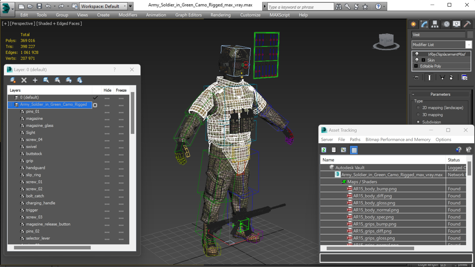 Army Soldier in Green Camo Rigged for Cinema 4D 3D
