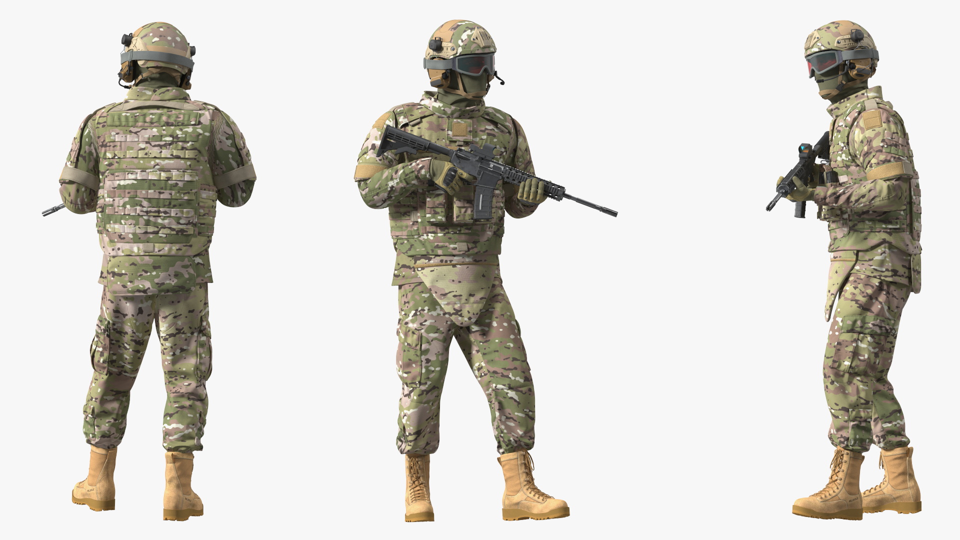 Army Soldier in Green Camo Rigged for Cinema 4D 3D