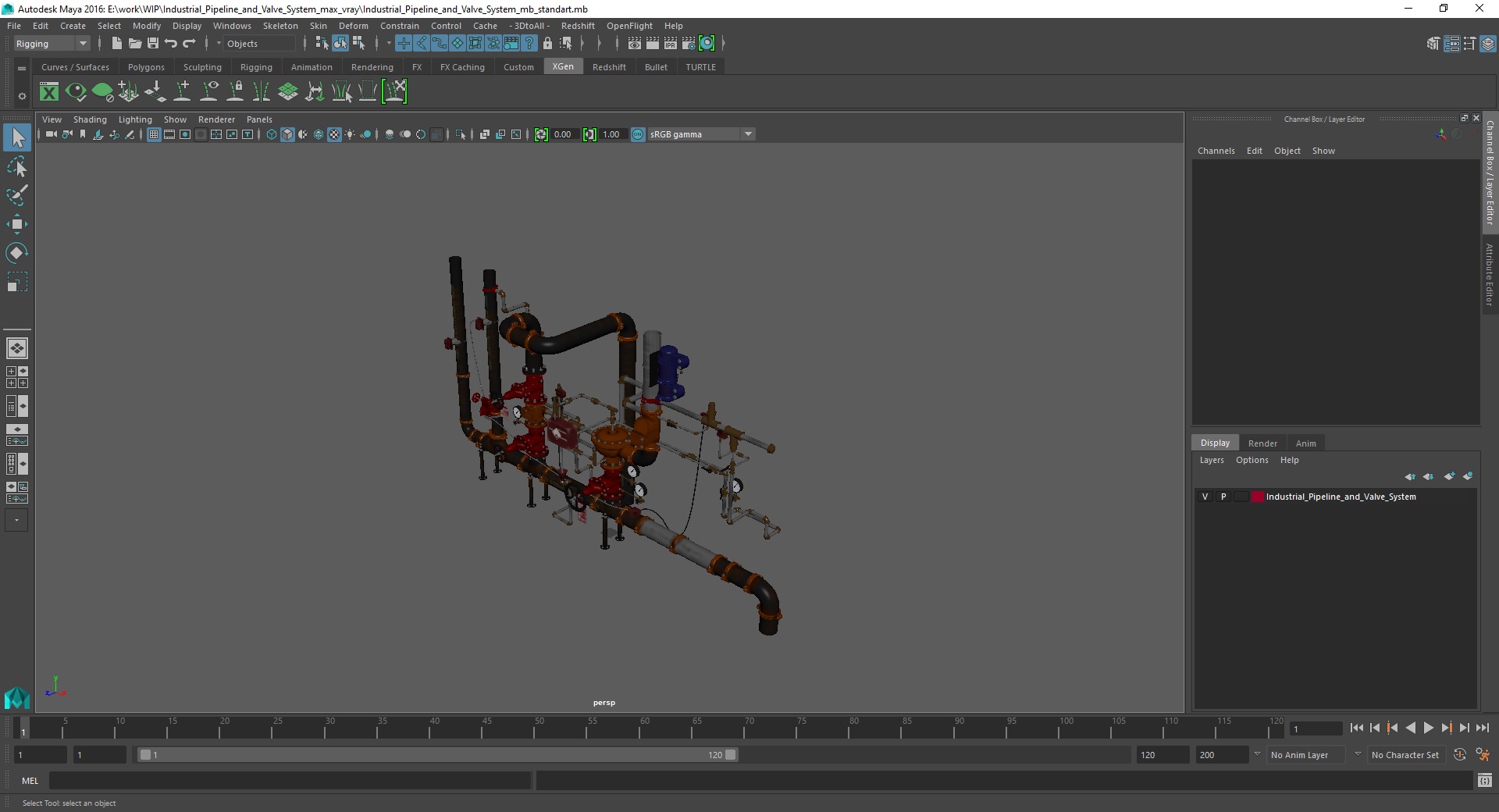3D Industrial Pipeline and Valve System