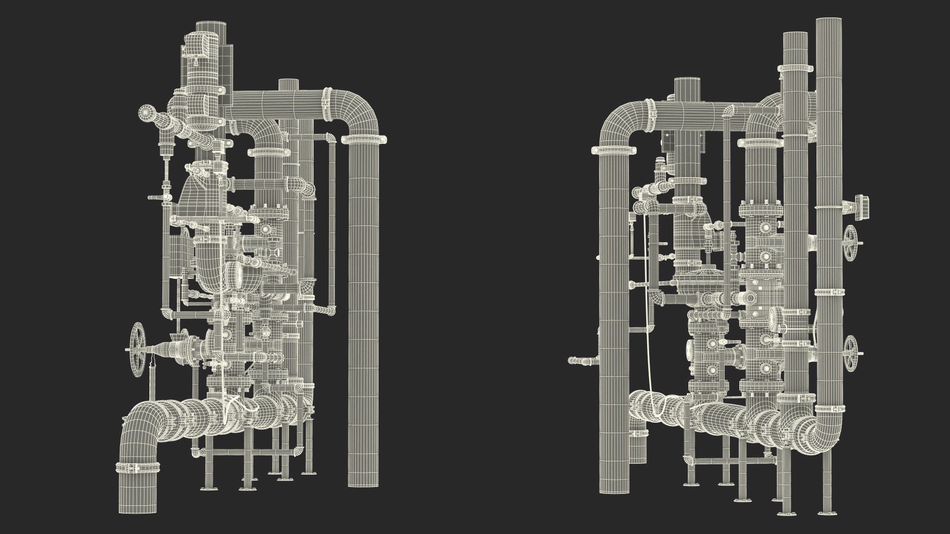 3D Industrial Pipeline and Valve System