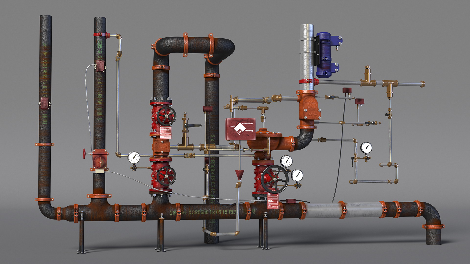 3D Industrial Pipeline and Valve System