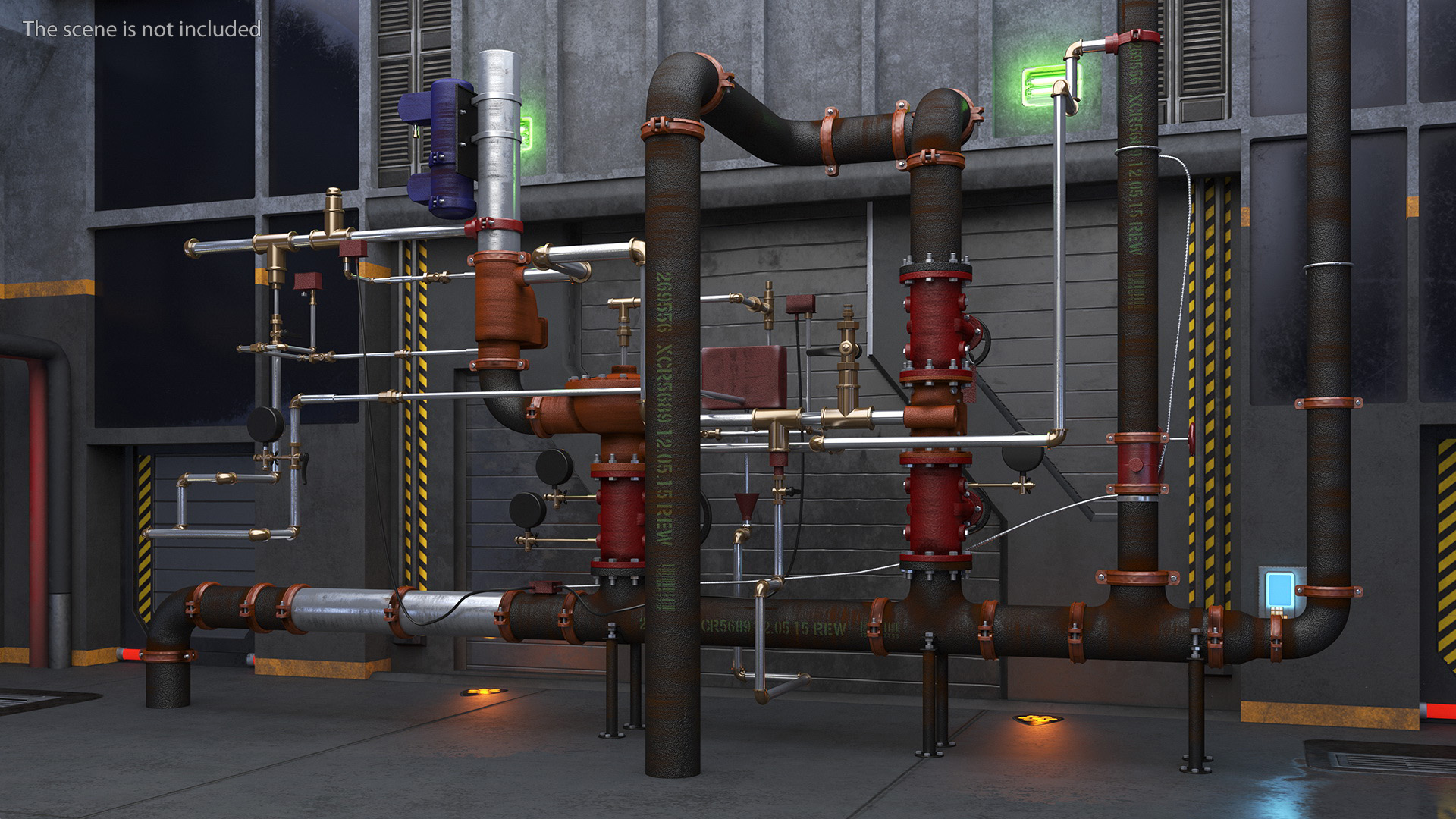 3D Industrial Pipeline and Valve System