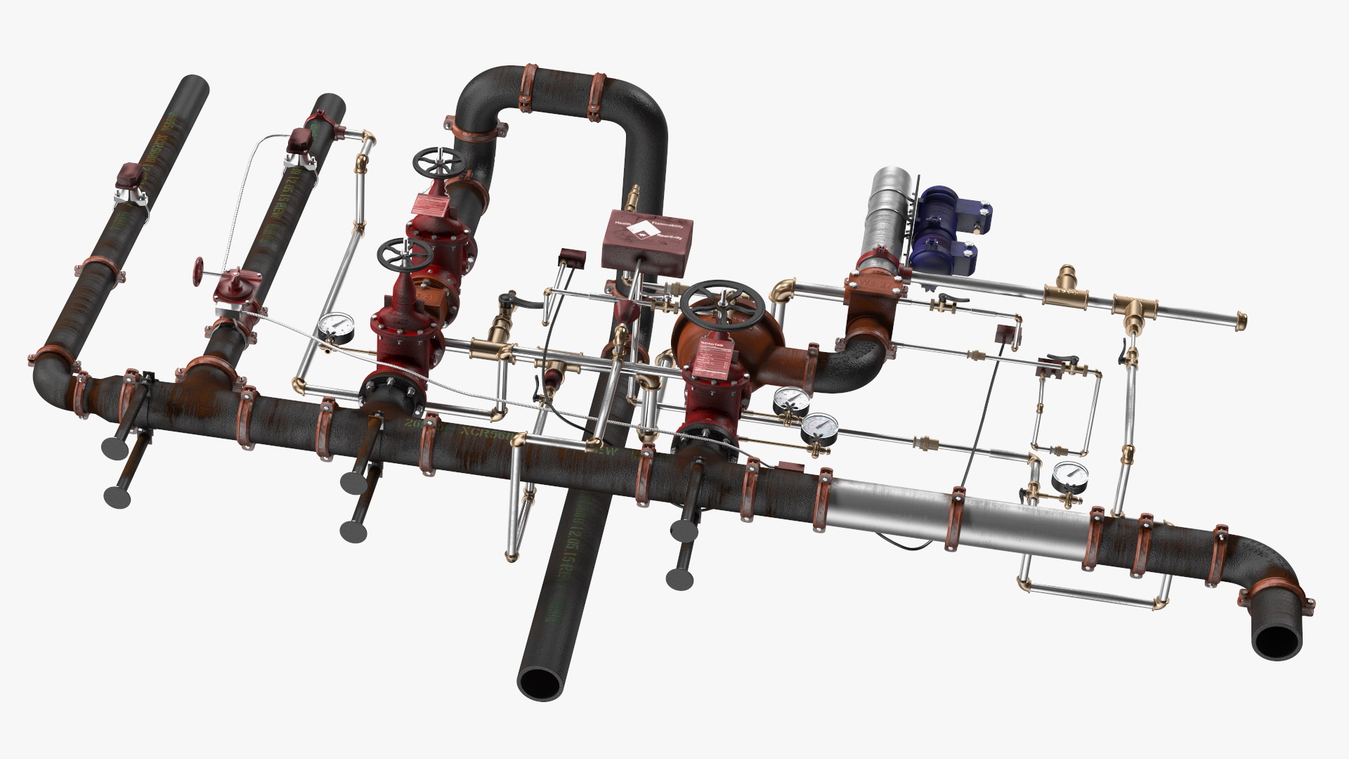 3D Industrial Pipeline and Valve System