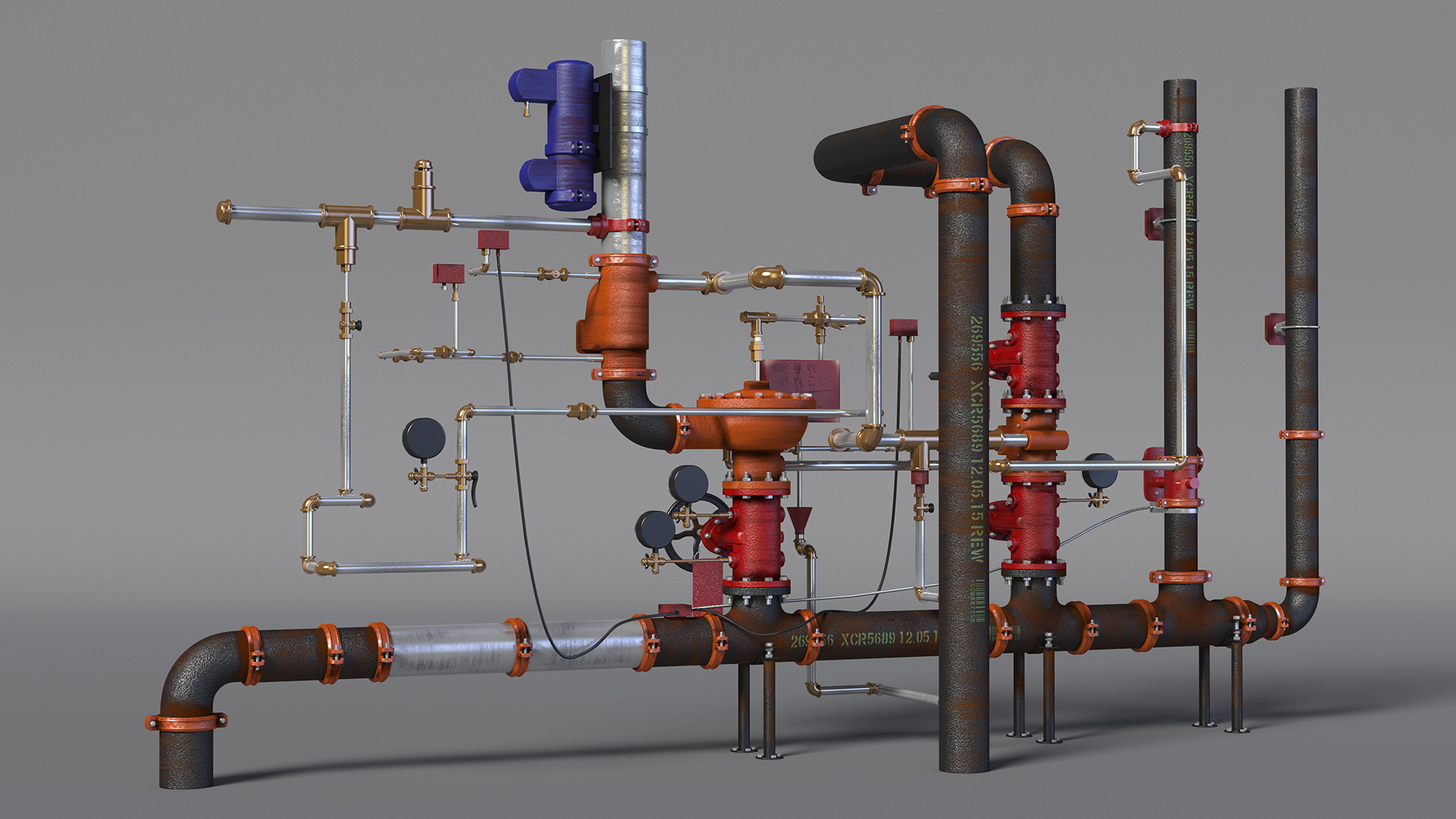 3D Industrial Pipeline and Valve System