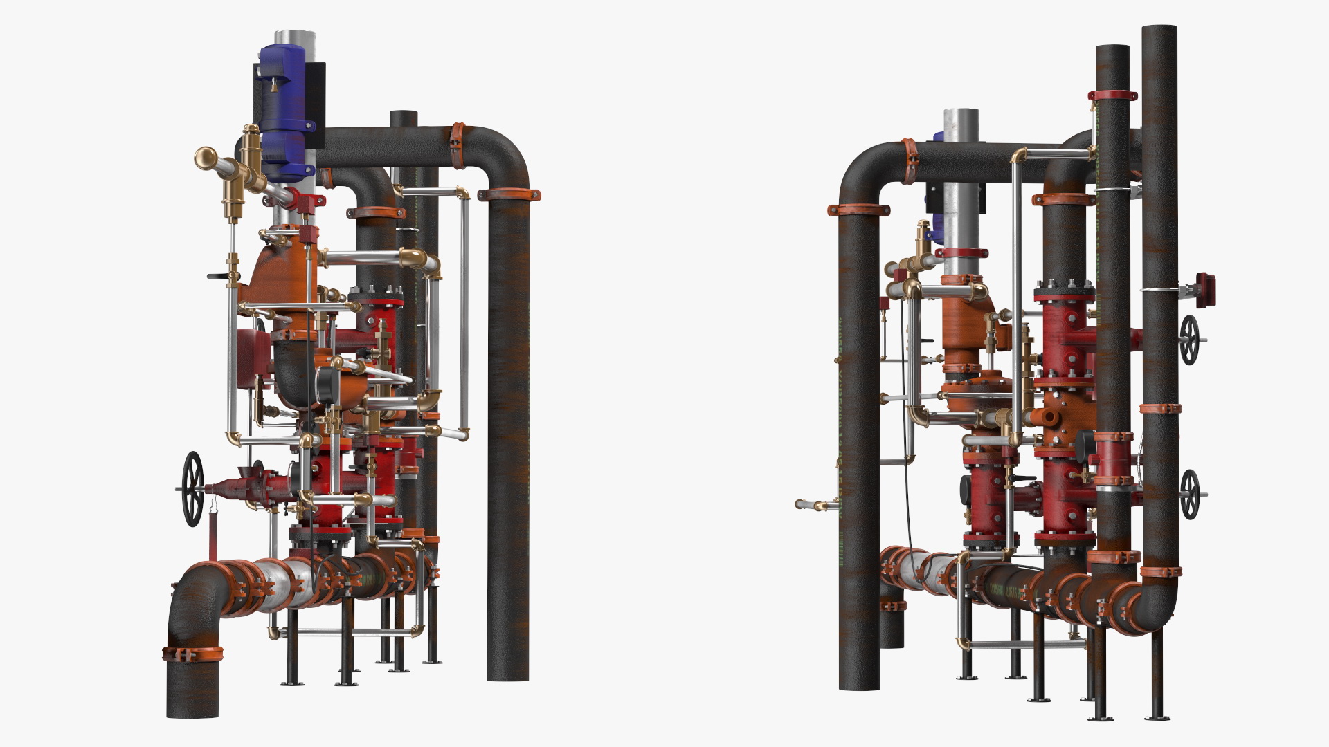 3D Industrial Pipeline and Valve System