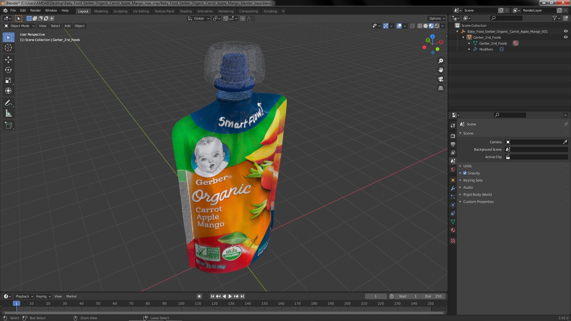 3D Baby Food Gerber Organic Carrot Apple Mango model