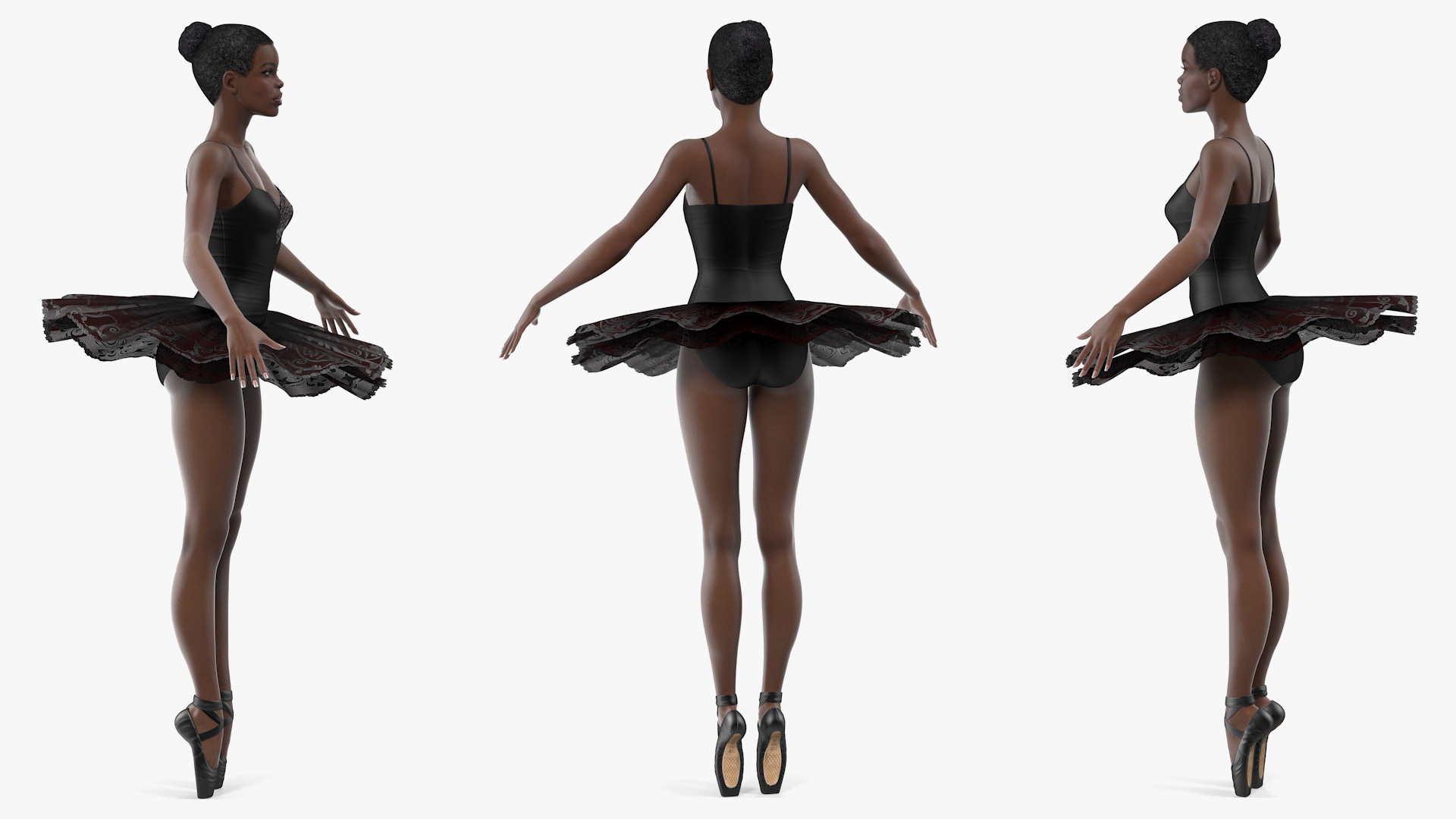 3D Dark Skinned Black Ballerina Neutral Pose