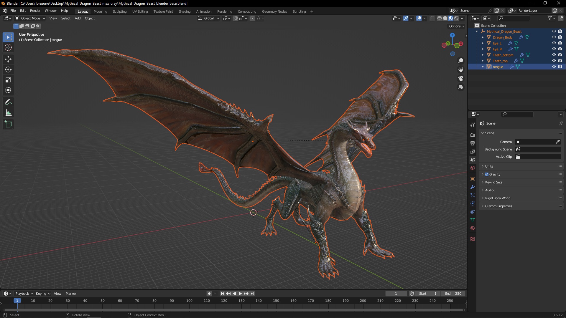 3D Mythical Dragon Beast