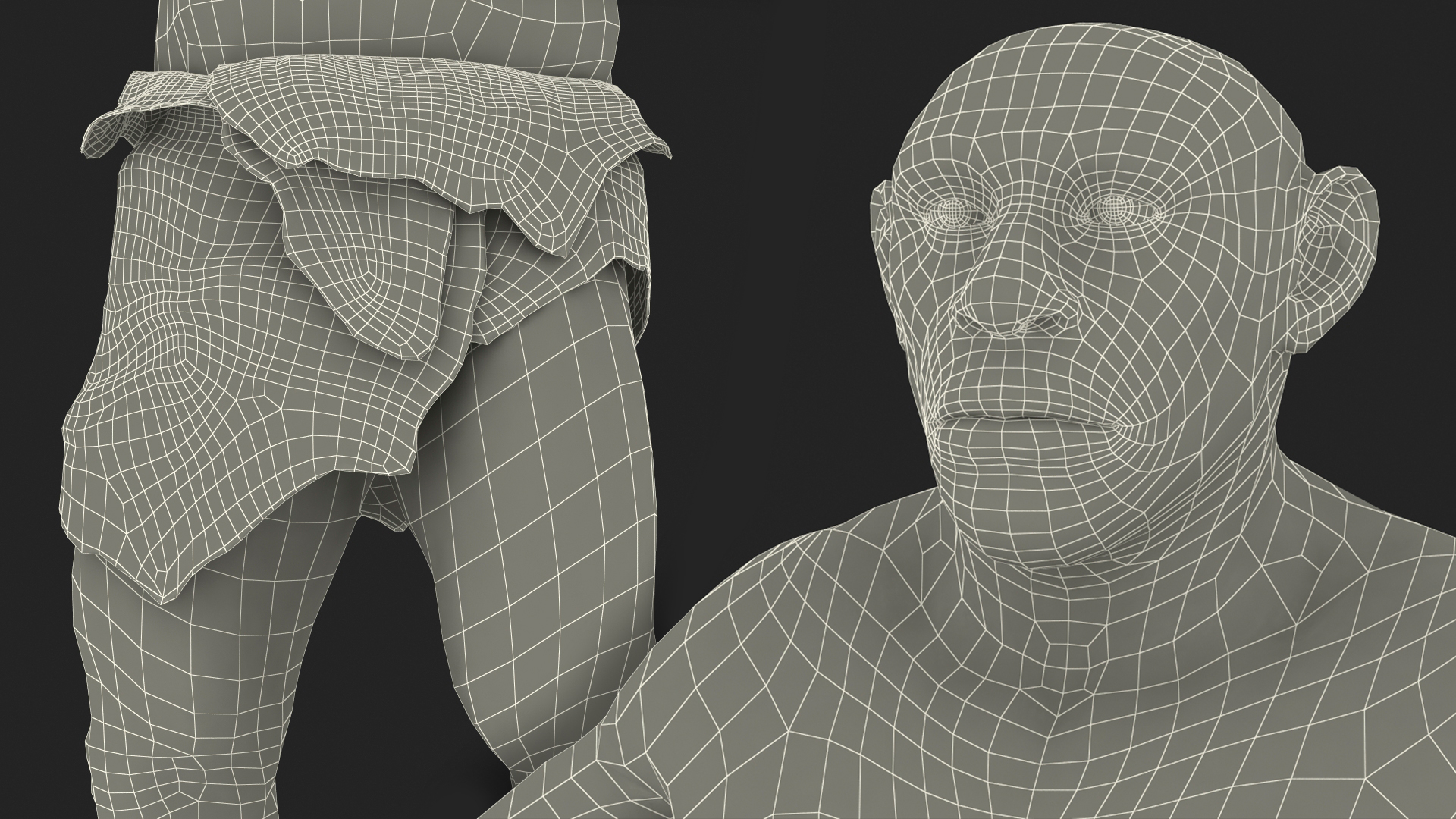 3D model Ancient Neanderthal Fur Rigged