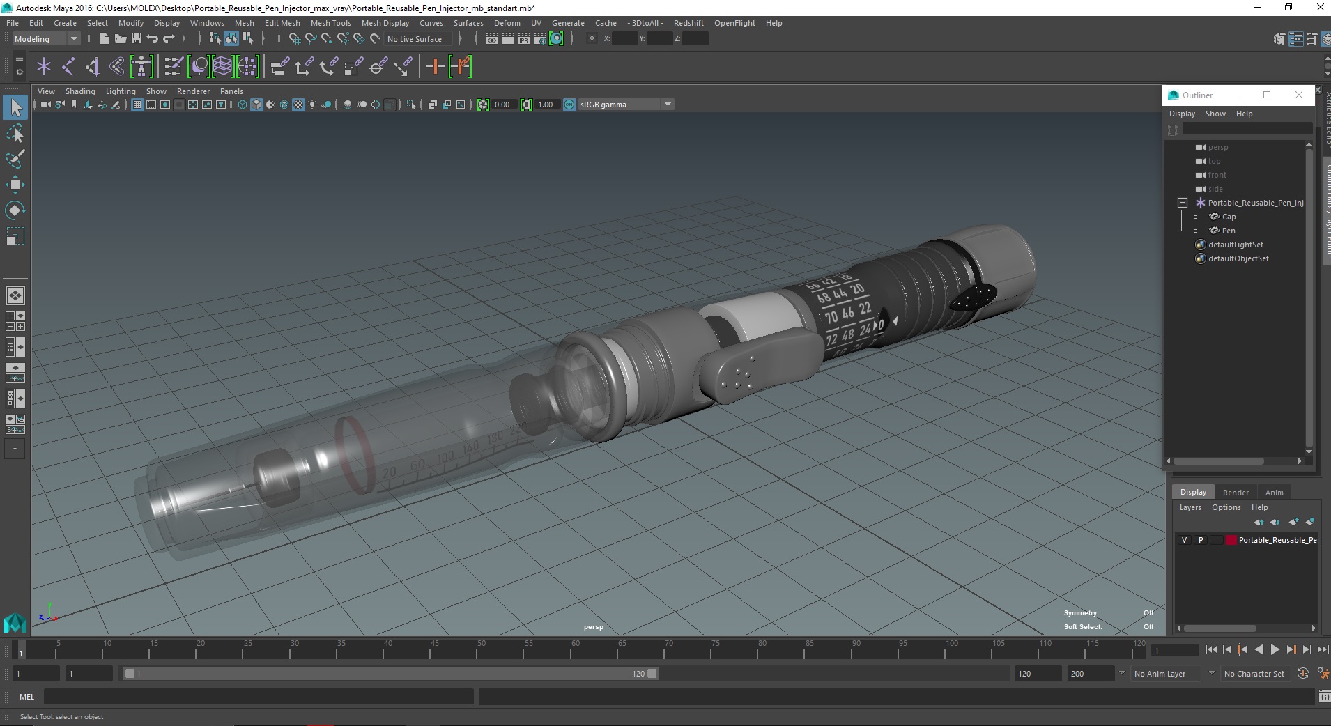 3D model Portable Reusable Pen Injector