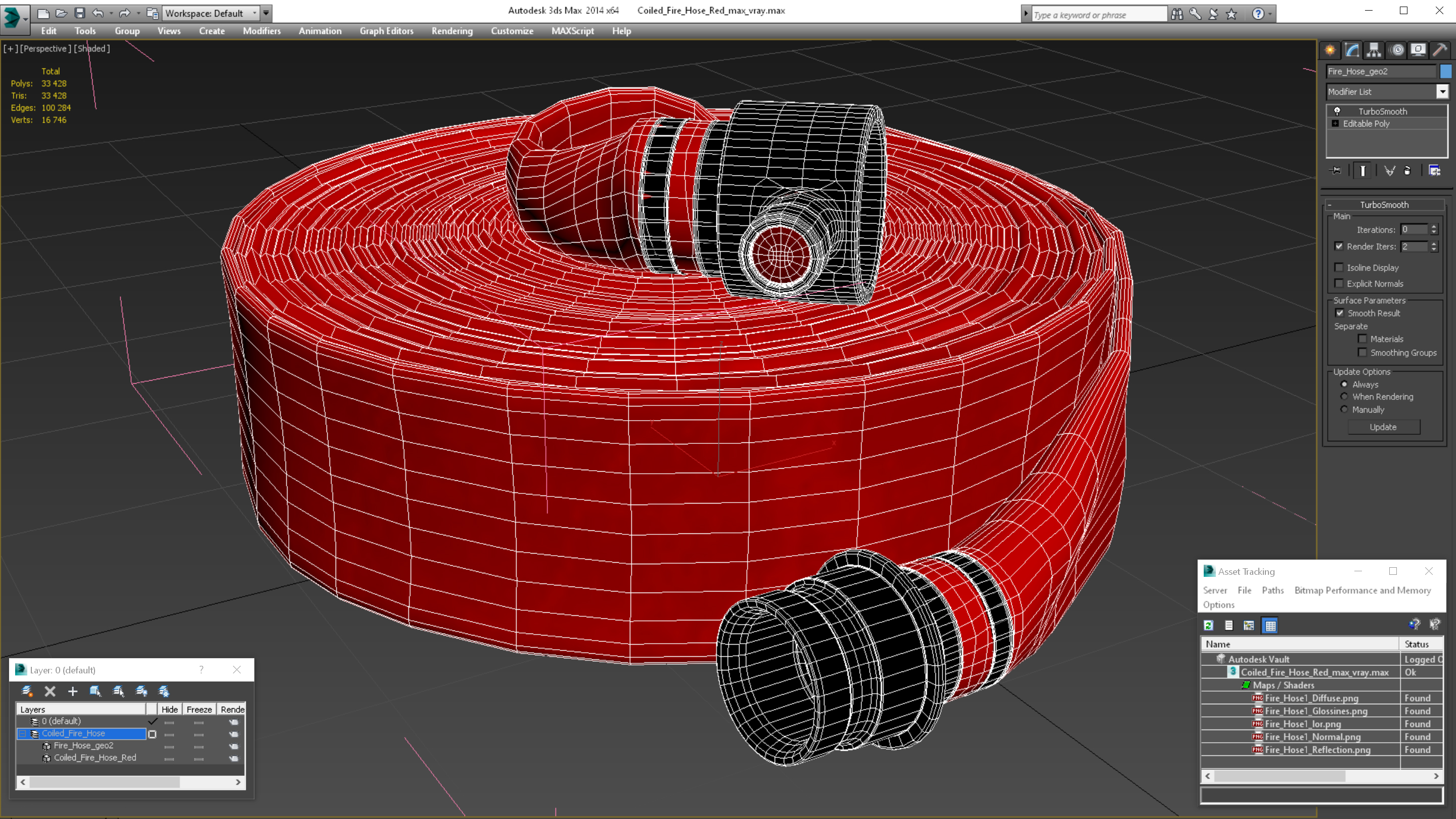 3D model Coiled Fire Hose Red