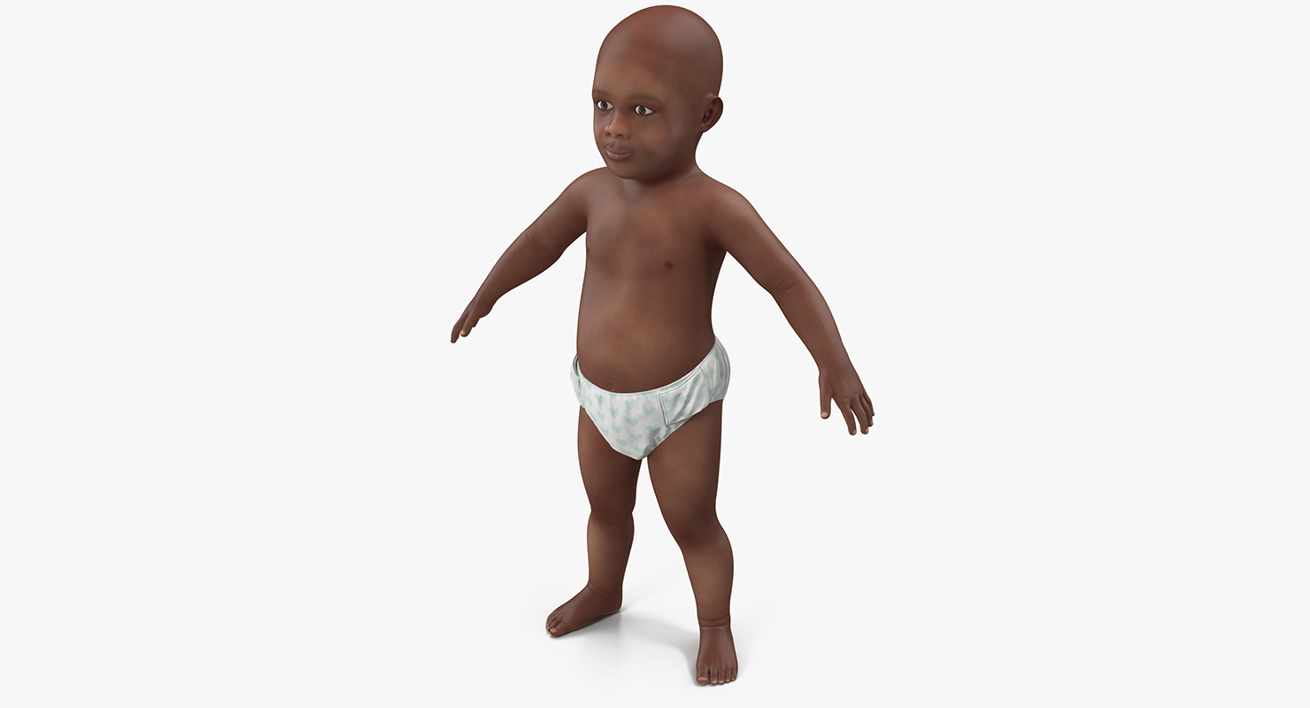 3D African American Baby
