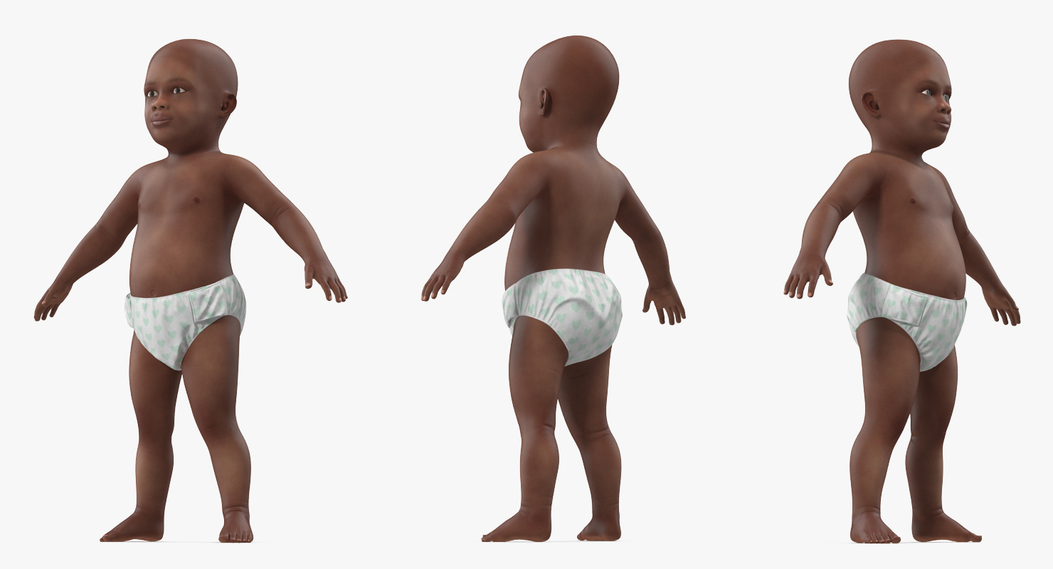 3D African American Baby