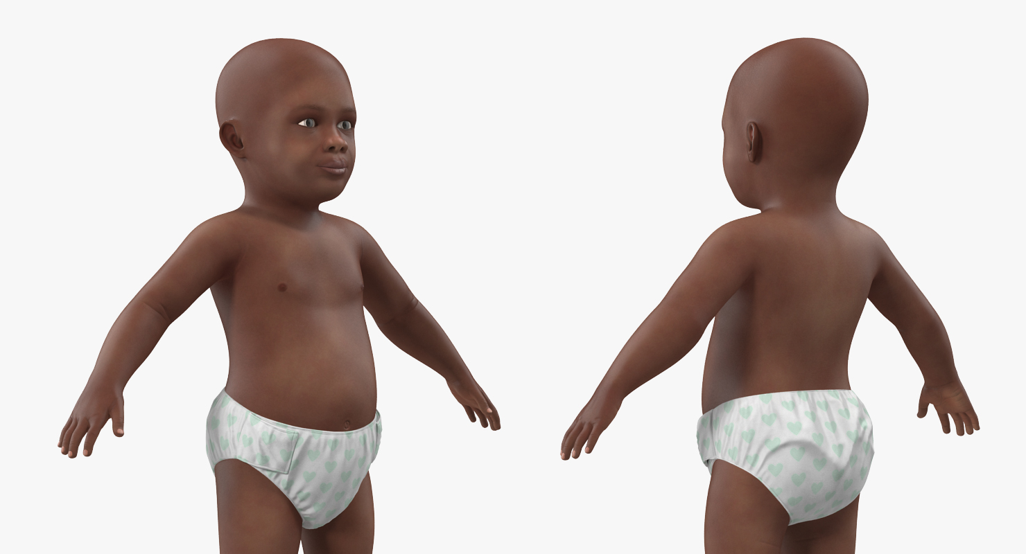 3D African American Baby